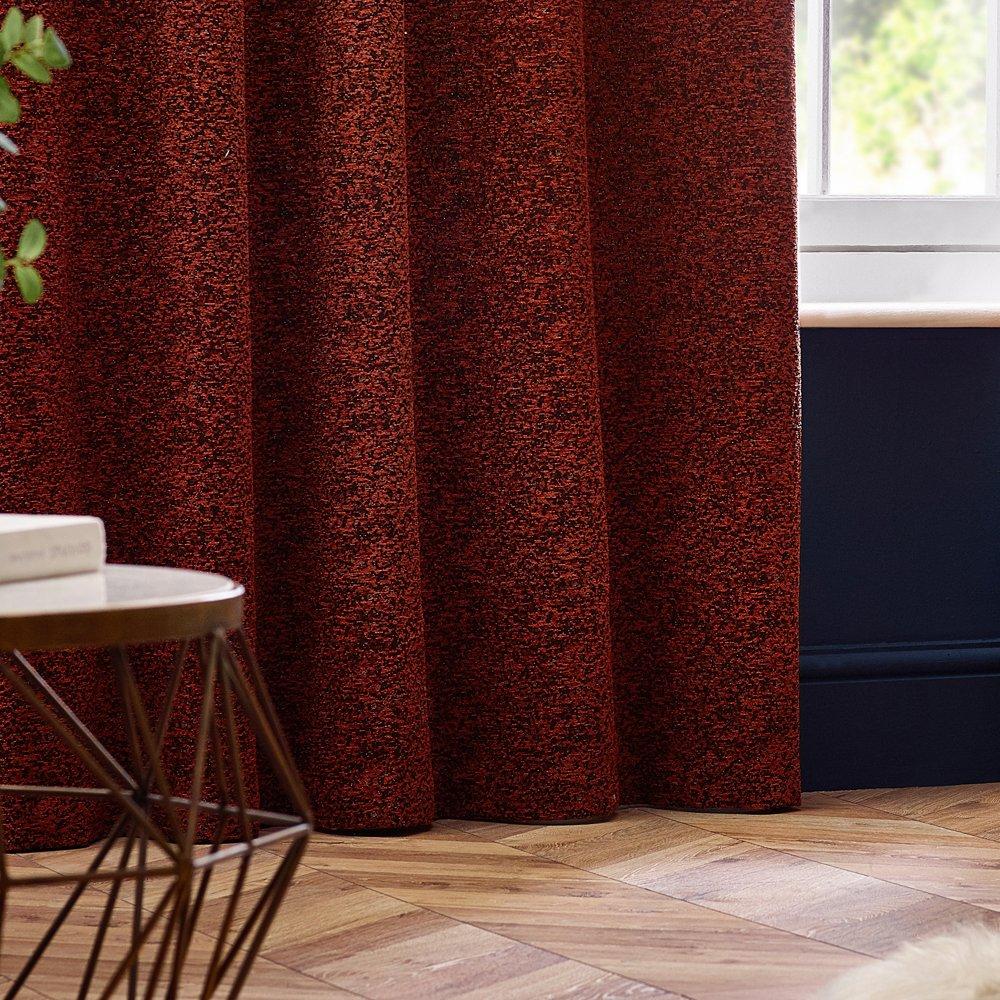 Copper - Paoletti - Galaxy Fully Lined Chenille Eyelet Curtains - 3