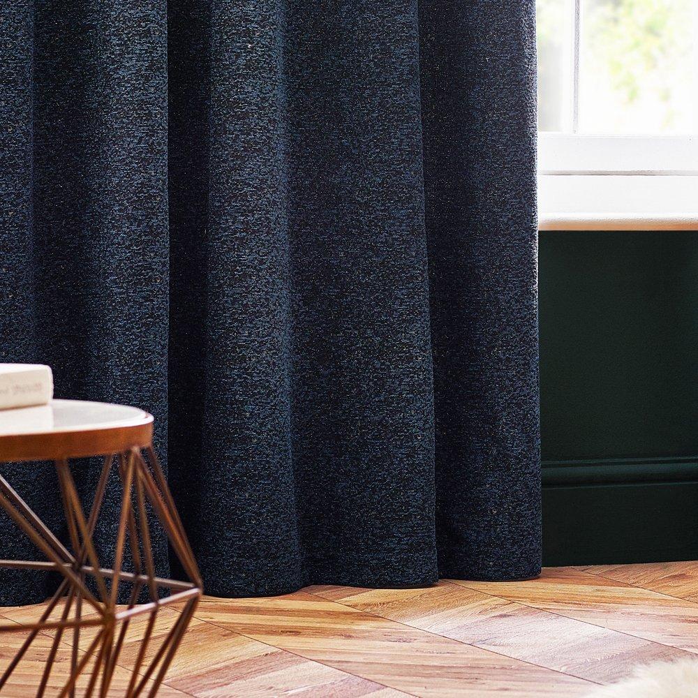 Navy - Paoletti - Galaxy Fully Lined Chenille Eyelet Curtains - 3