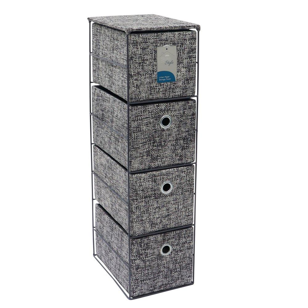 Grey - JVL - Urban 4 Drawer Paper Storage Tower - 7