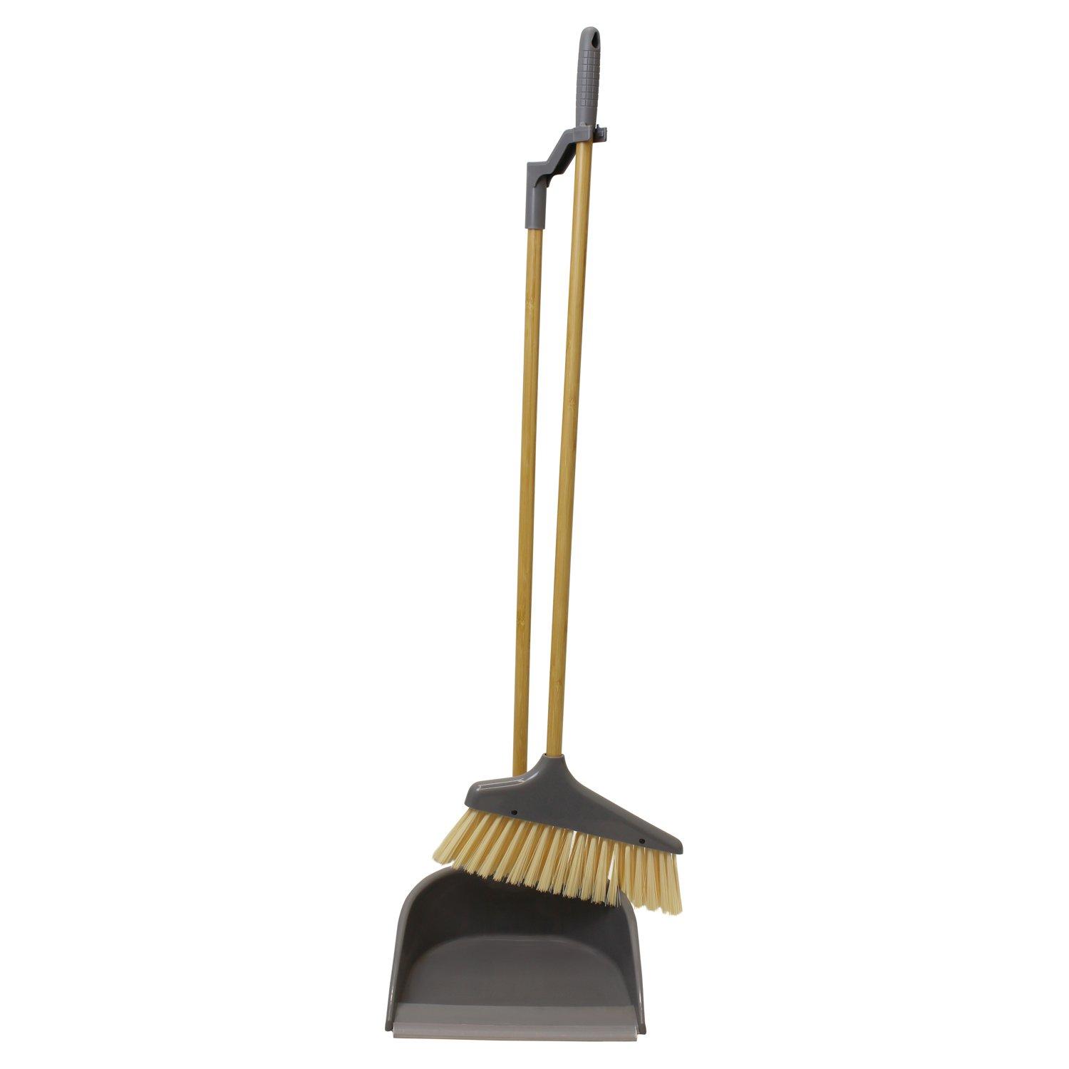 Jvl  Bamboo Tall Dustpan And Brush Set - Natural - 90x24x24cm
