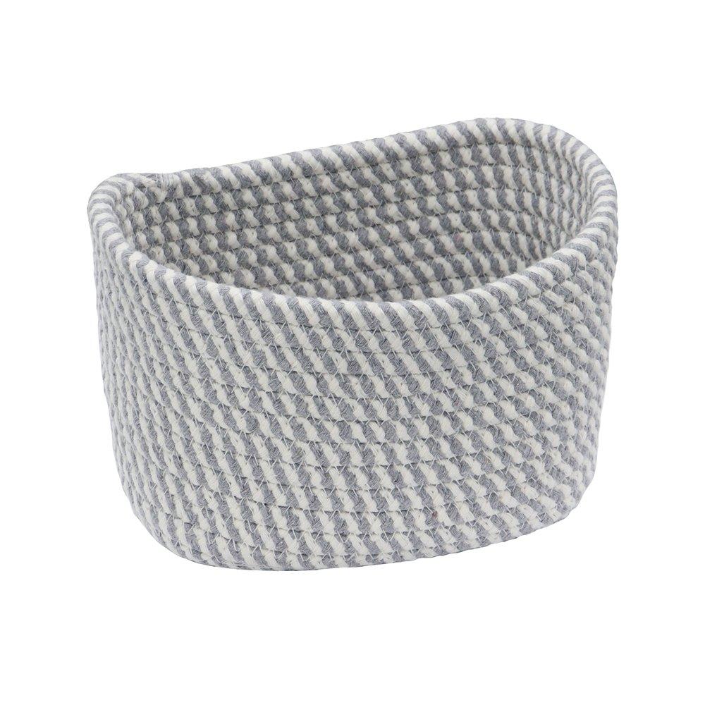 Grey - JVL - Edison Set of 3 Rectangular Cotton Rope Storage - 4