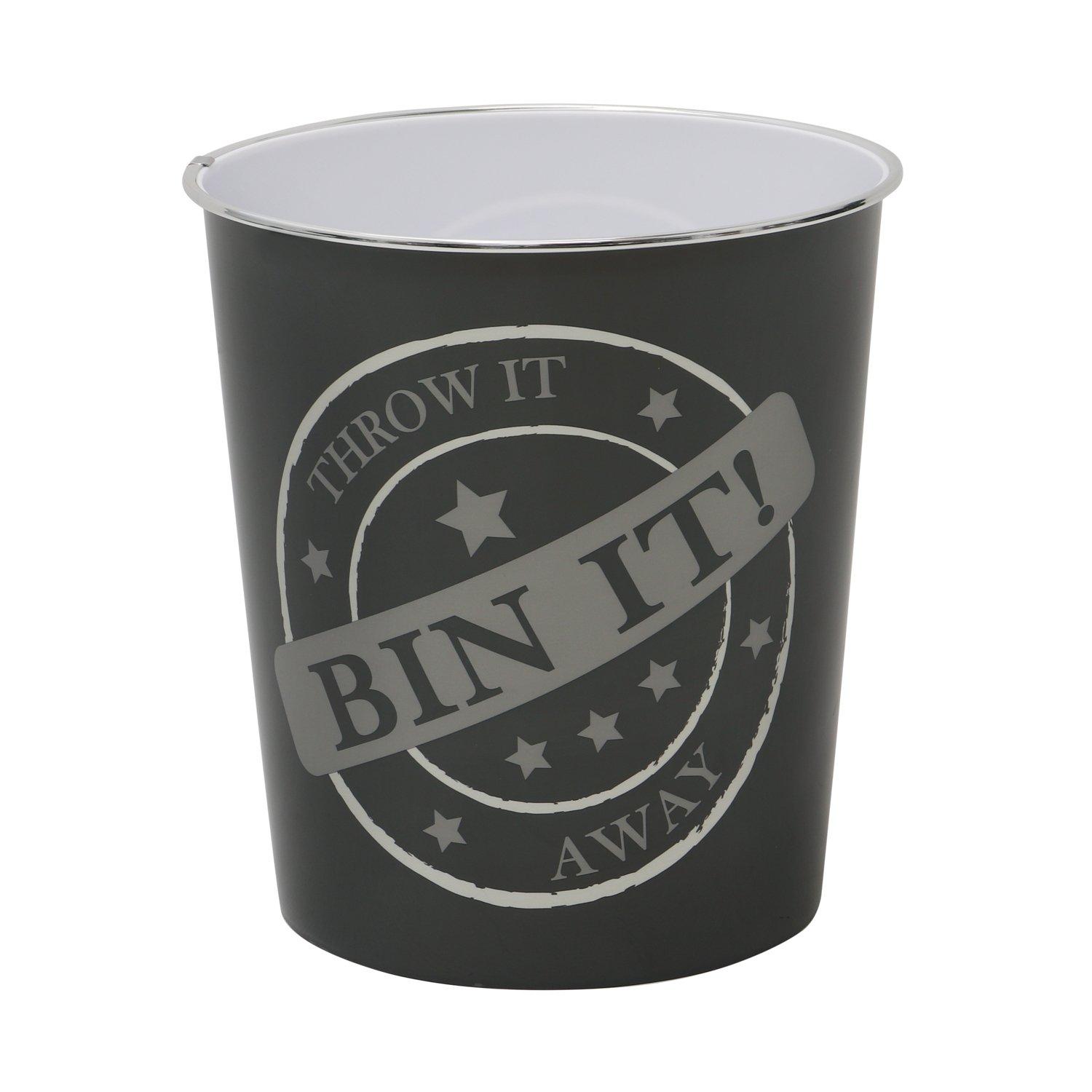 Grey - JVL - Bin It Plastic Waste Paper Bin Twin Pack - 1