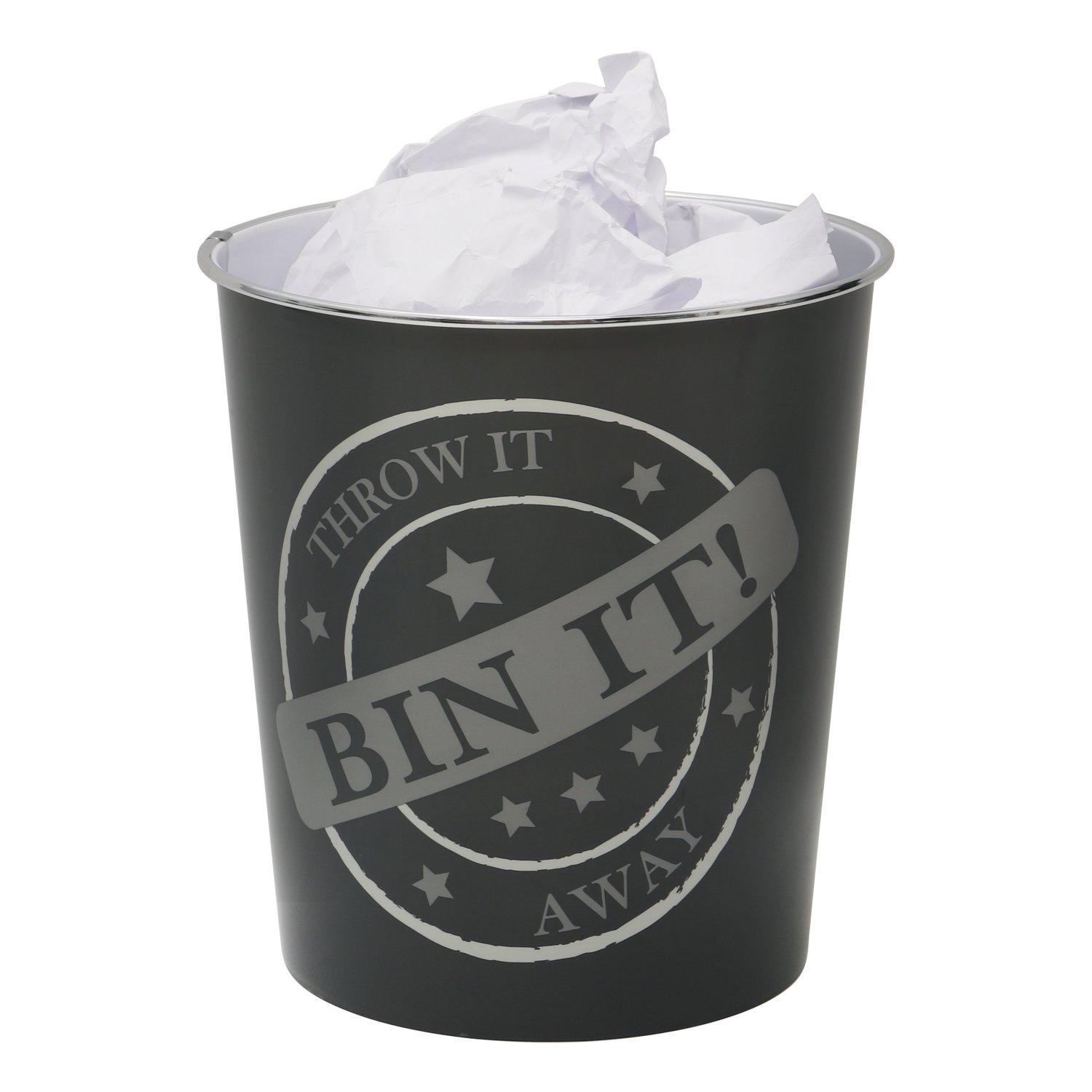 Grey - JVL - Bin It Plastic Waste Paper Bin Twin Pack - 2