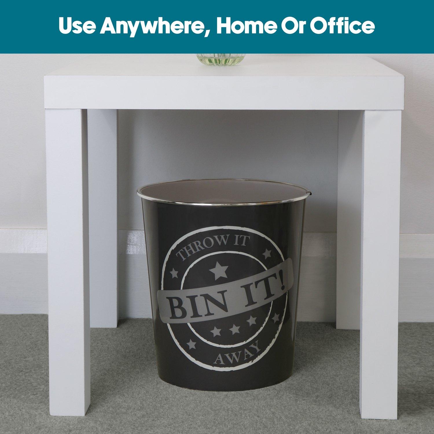 Grey - JVL - Bin It Plastic Waste Paper Bin Twin Pack - 7