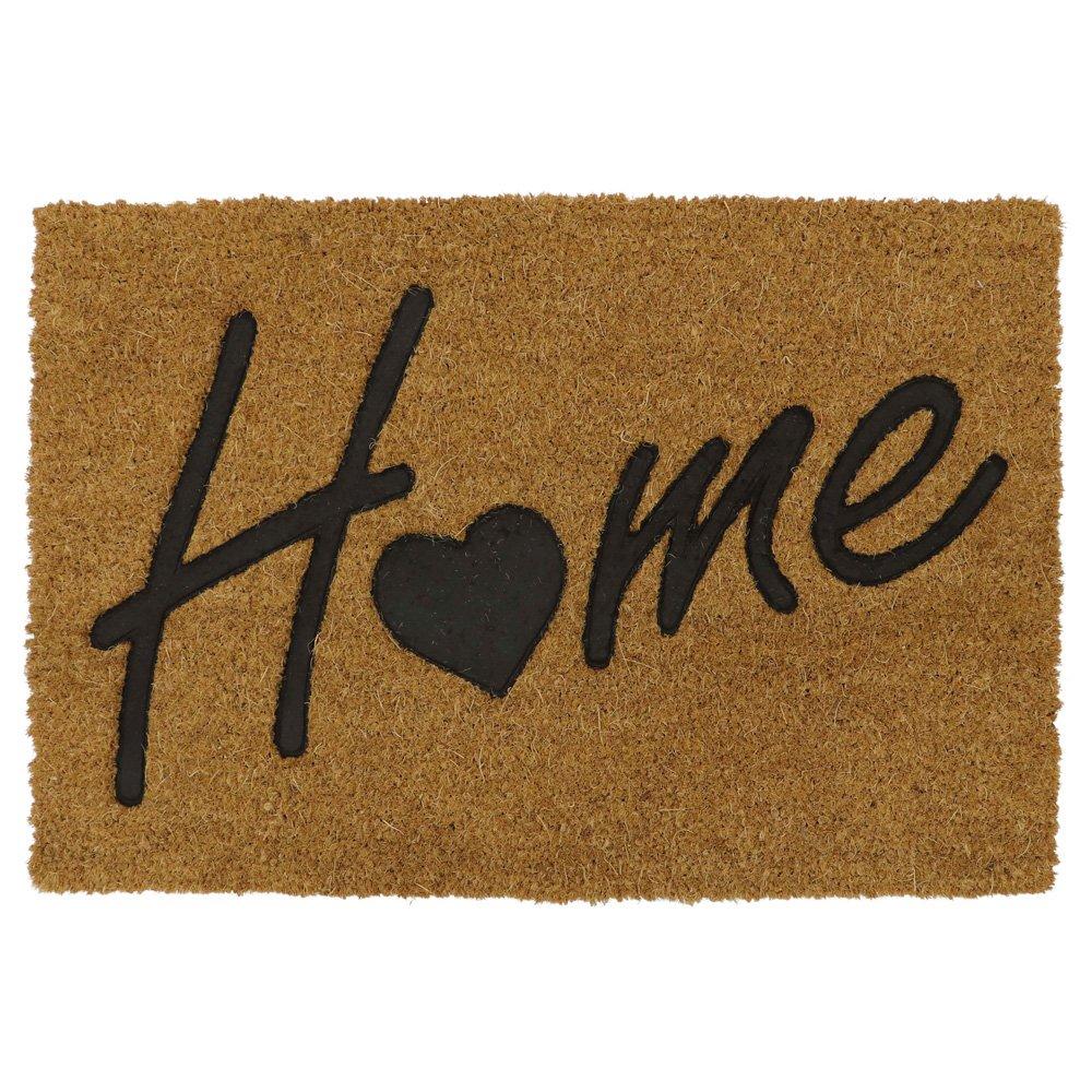 Black - JVL - Home Embossed Rubber Coir Doormat with PVC Backing - 1