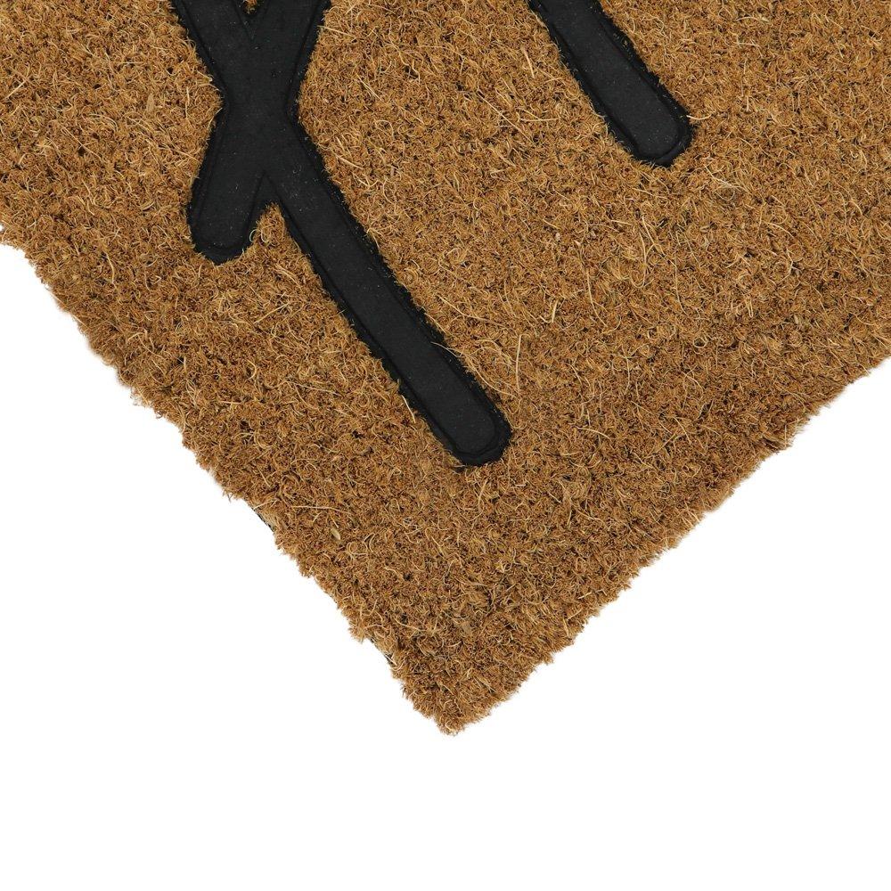 Black - JVL - Home Embossed Rubber Coir Doormat with PVC Backing - 2