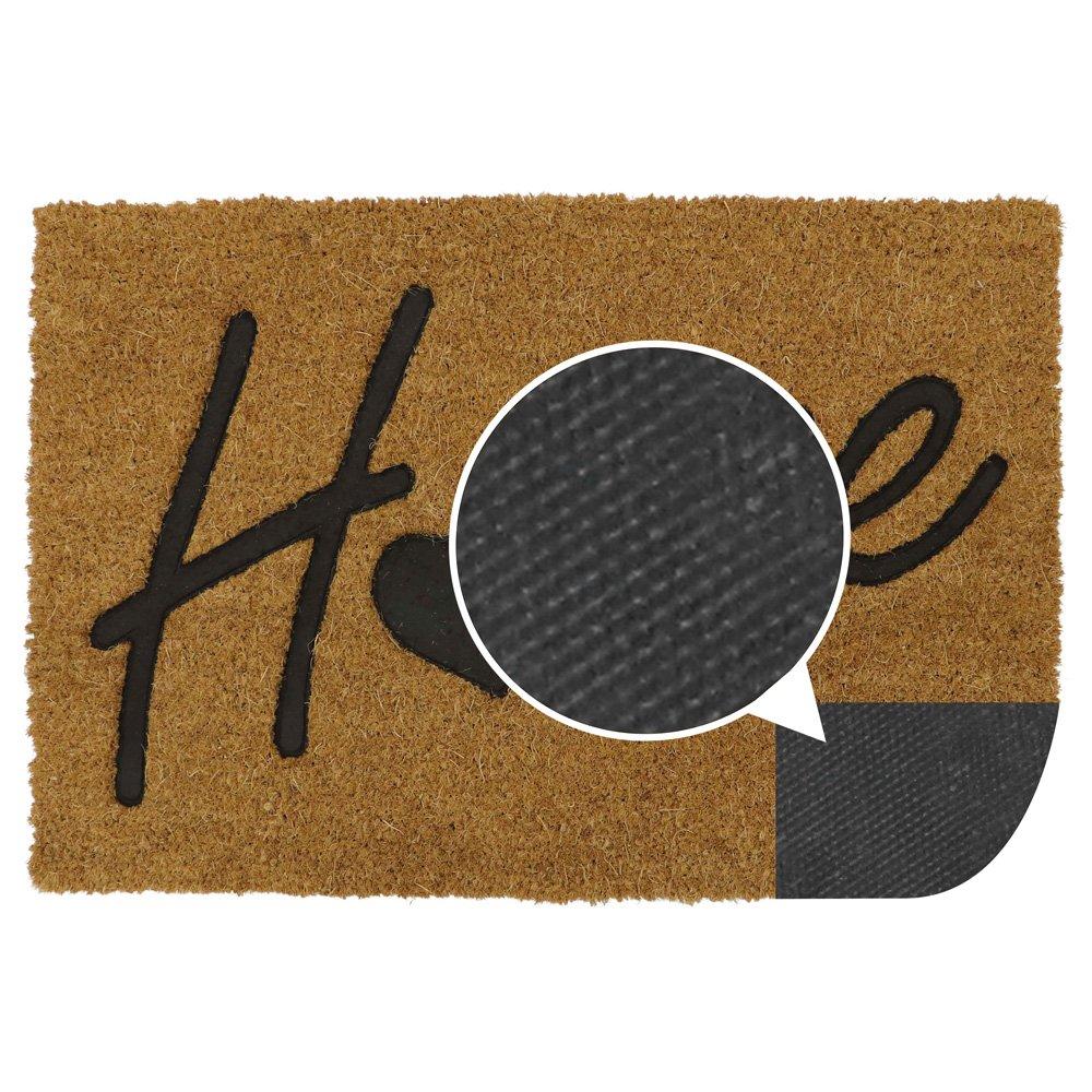 Black - JVL - Home Embossed Rubber Coir Doormat with PVC Backing - 6