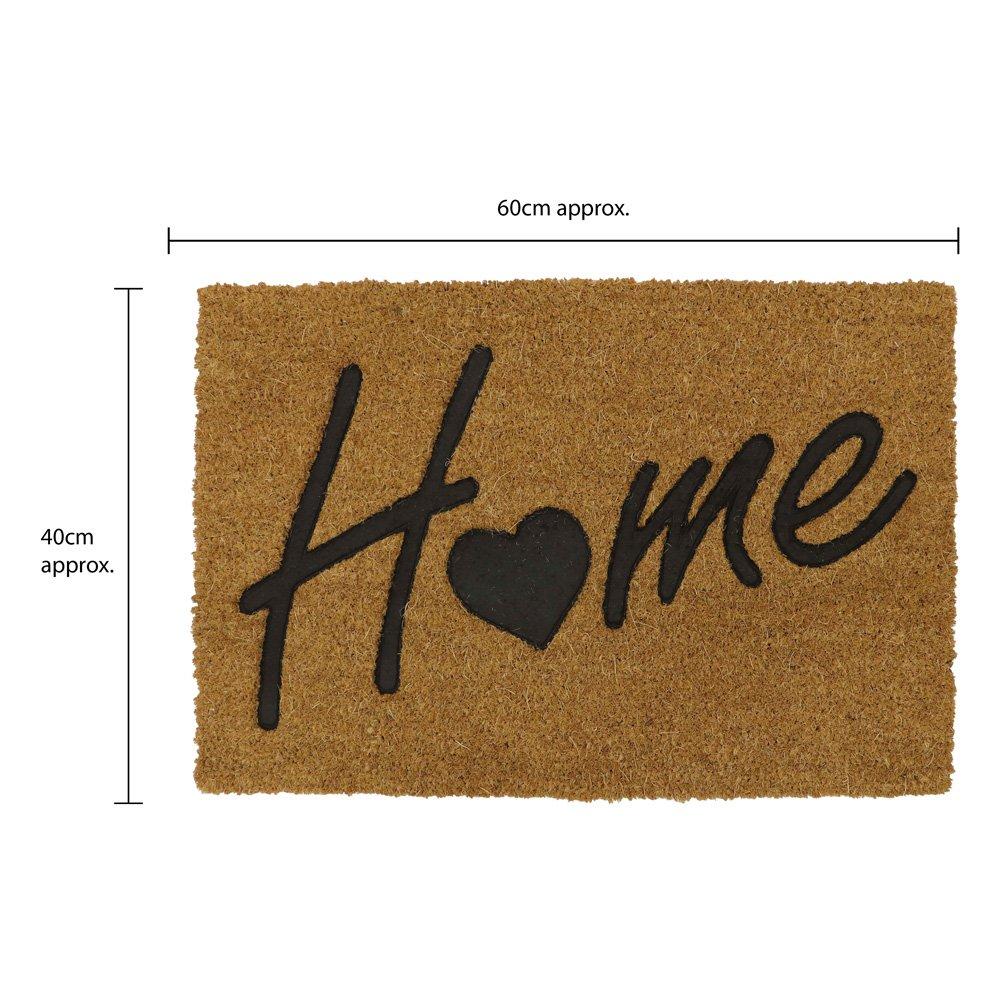 Black - JVL - Home Embossed Rubber Coir Doormat with PVC Backing - 10