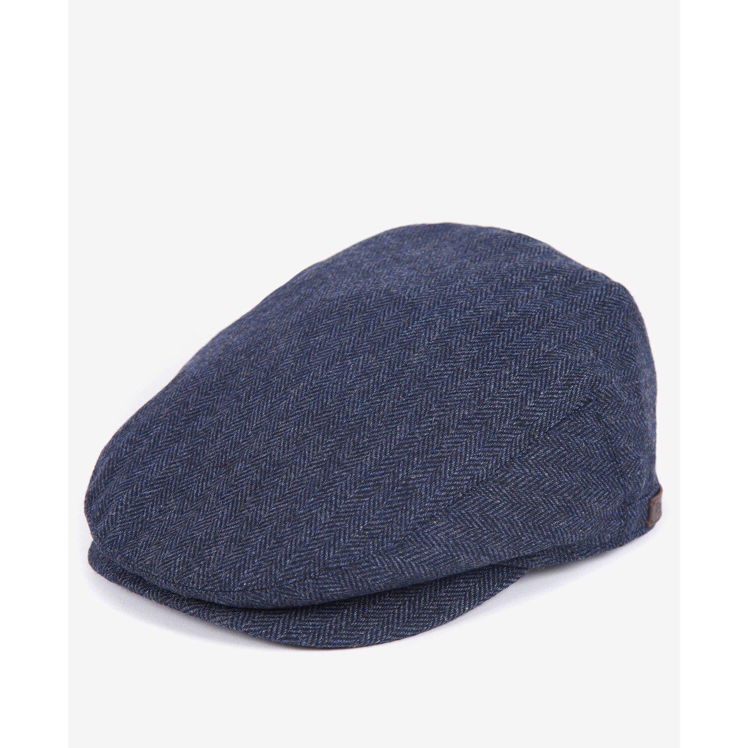 Barbour Men's Barlow Wool Mix Textured Flat Cap - Navy - Small