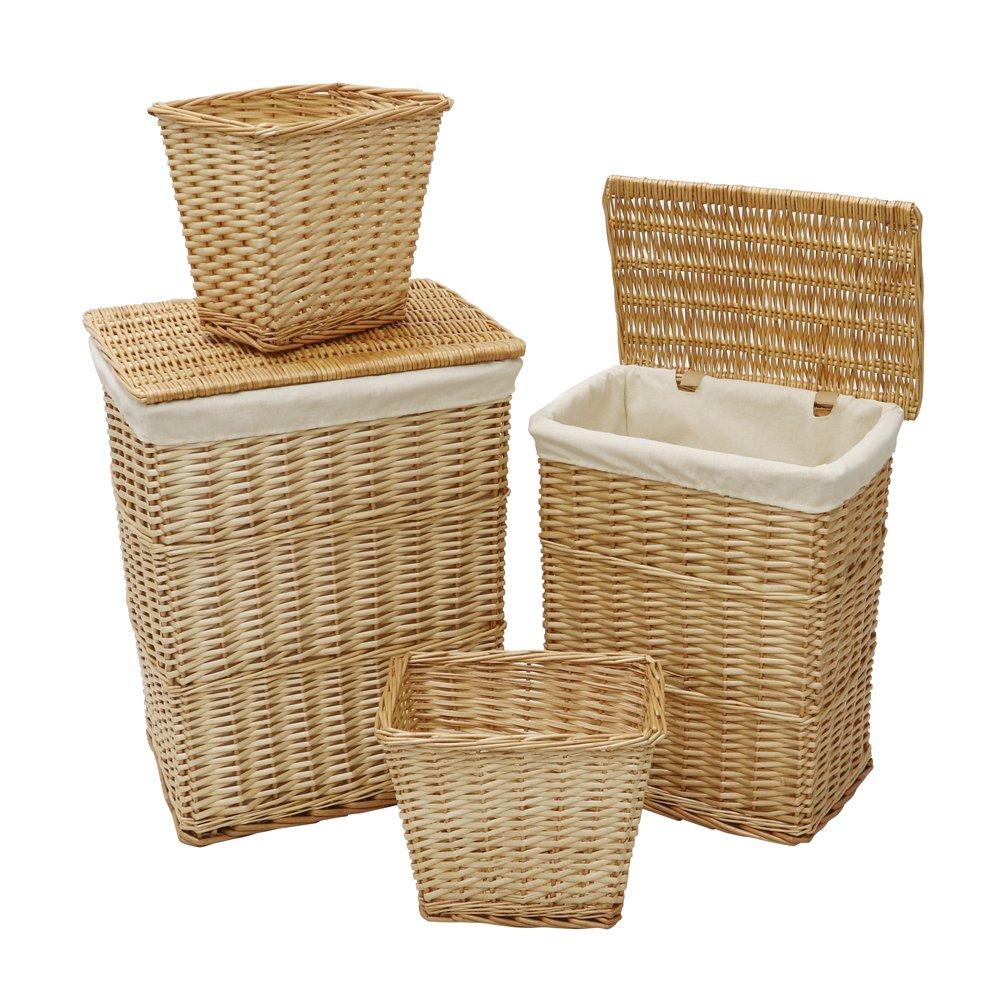 Beige - JVL - Acacia Set of 4 Rectangular Willow Baskets - 1