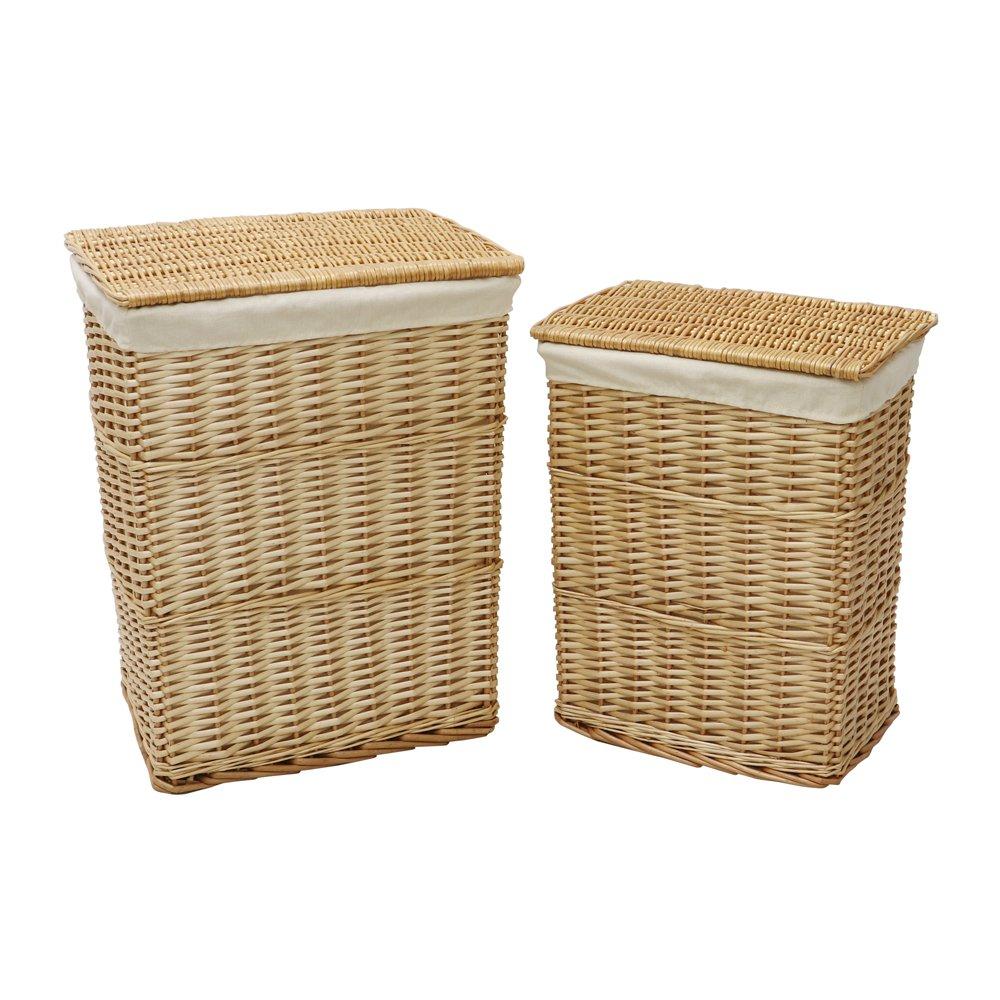 Beige - JVL - Acacia Set of 4 Rectangular Willow Baskets - 2