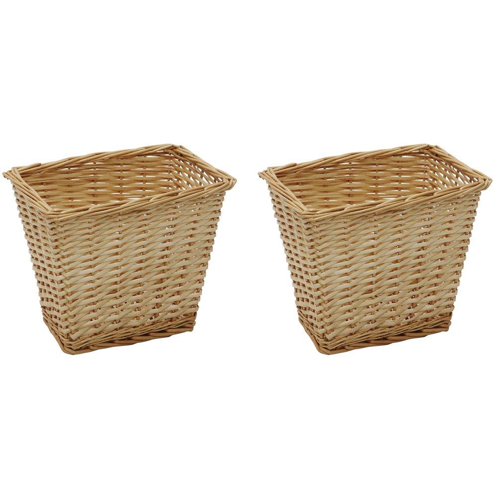 Beige - JVL - Acacia Set of 4 Rectangular Willow Baskets - 8