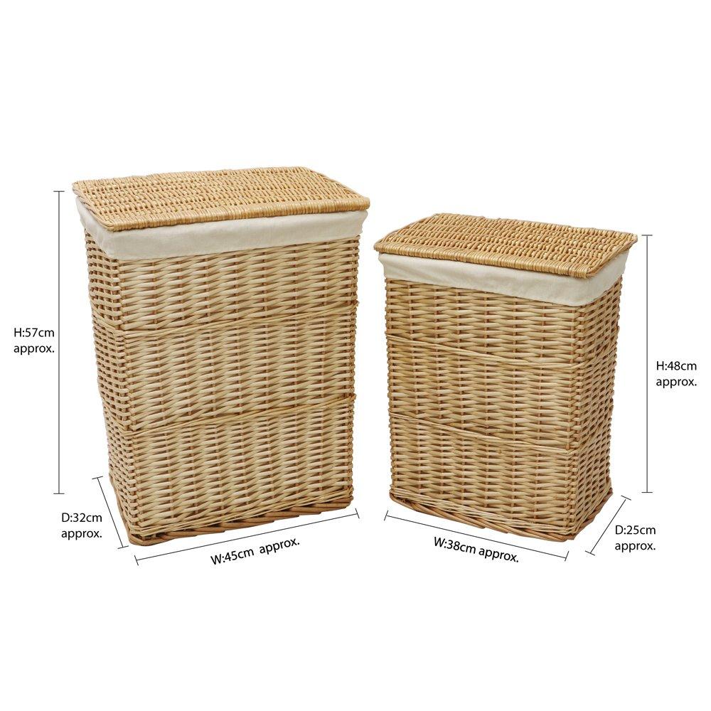 Beige - JVL - Acacia Set of 4 Rectangular Willow Baskets - 9