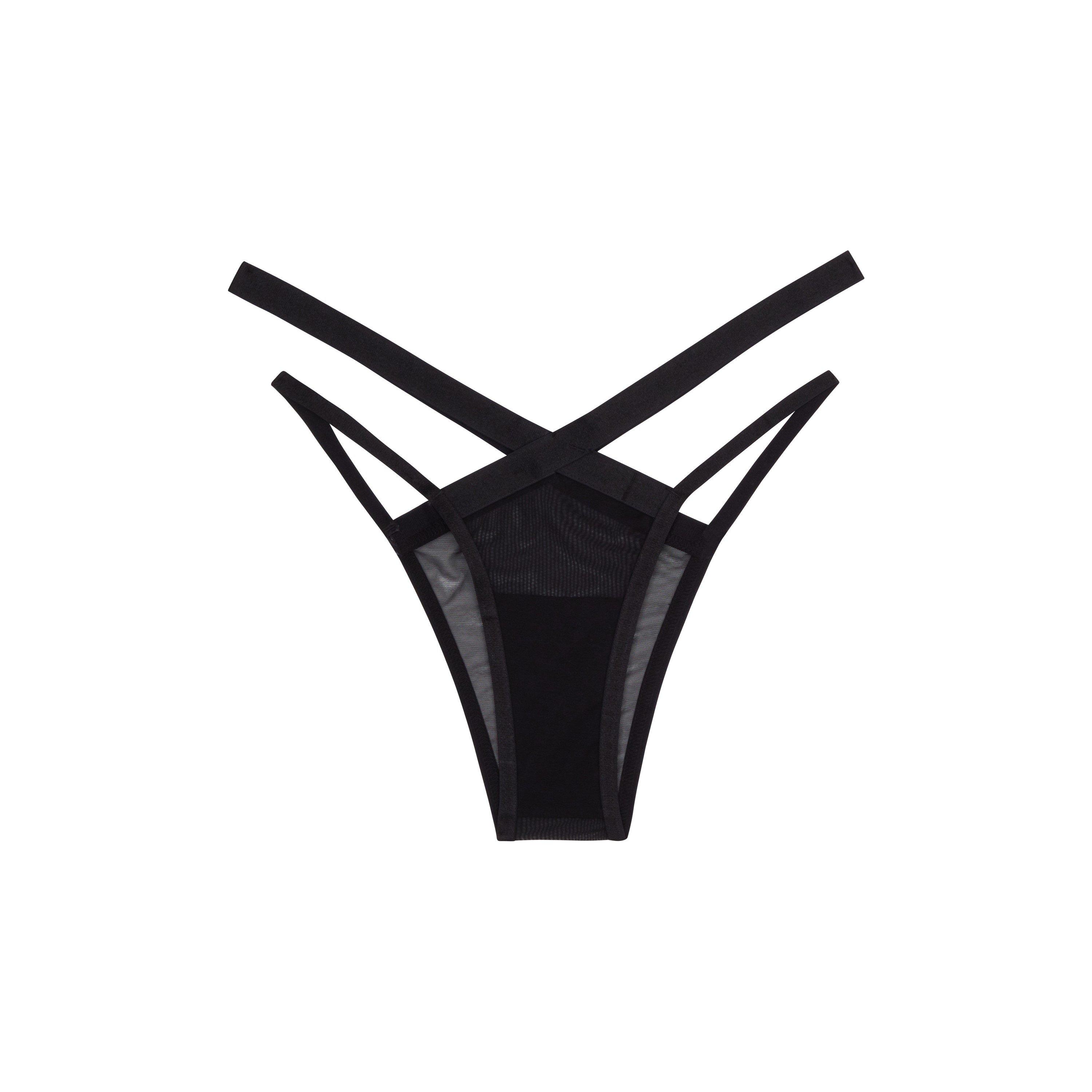 Black - Playful Promises - Regent Black Mesh Cross Over Brazillian Brief - 4