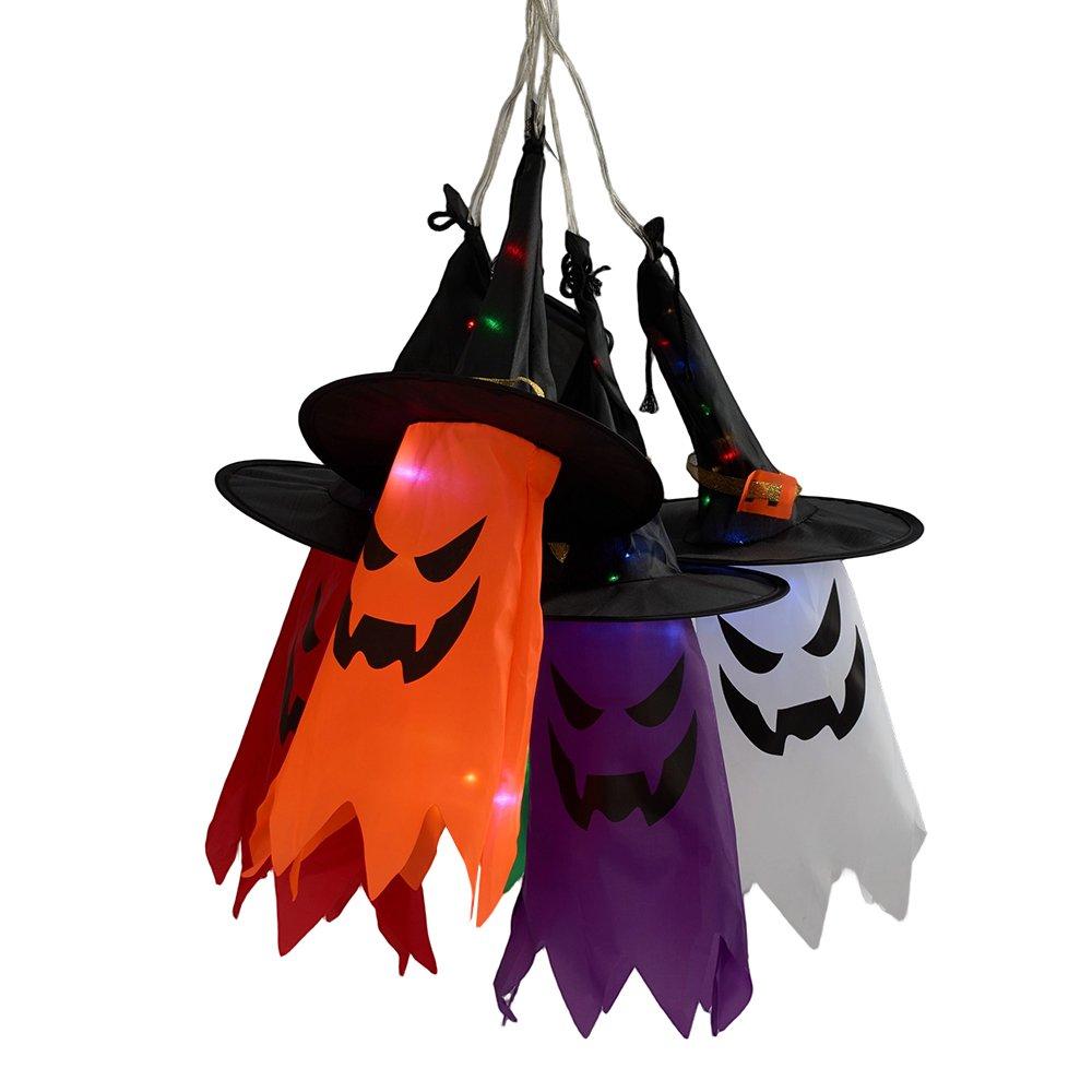 Multi - LIFE IDEAS - 5Pcs Halloween Ghost Witch Hats with LED Lights - 4