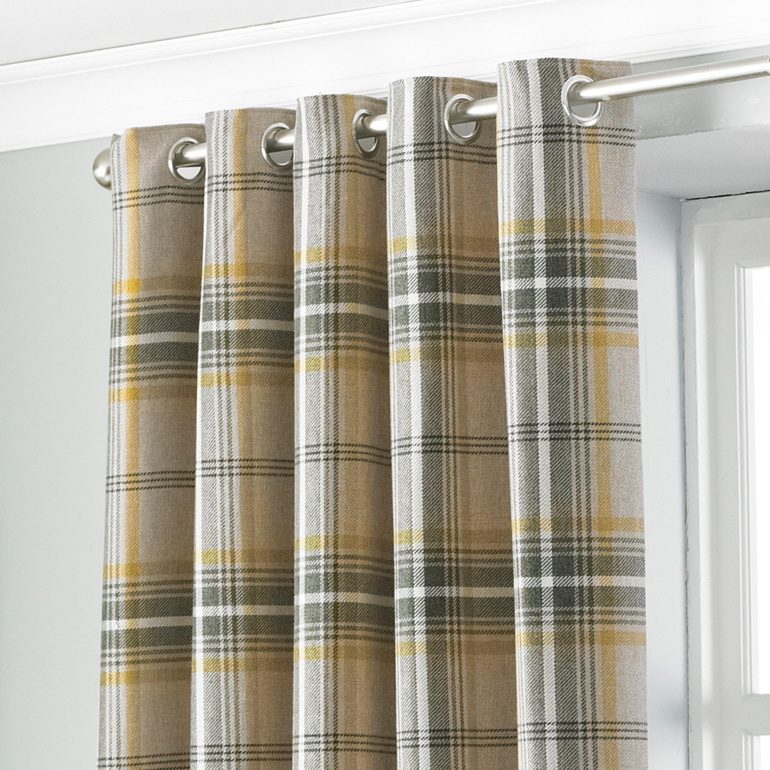 Ochre - Paoletti - Aviemore Tartan Faux Wool Eyelet Curtains - 2
