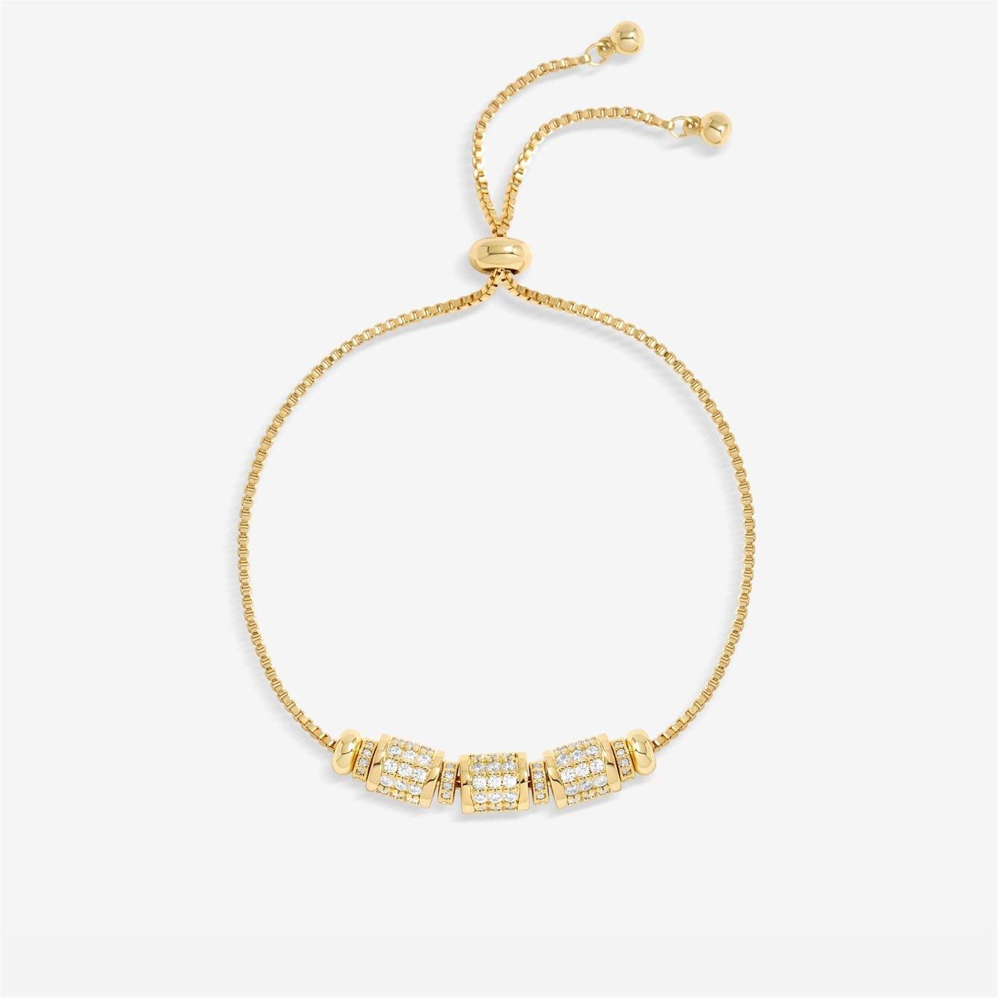 Gold - Jon Richard - Gold Plated Pave Charm Toggle Bracelet - 1