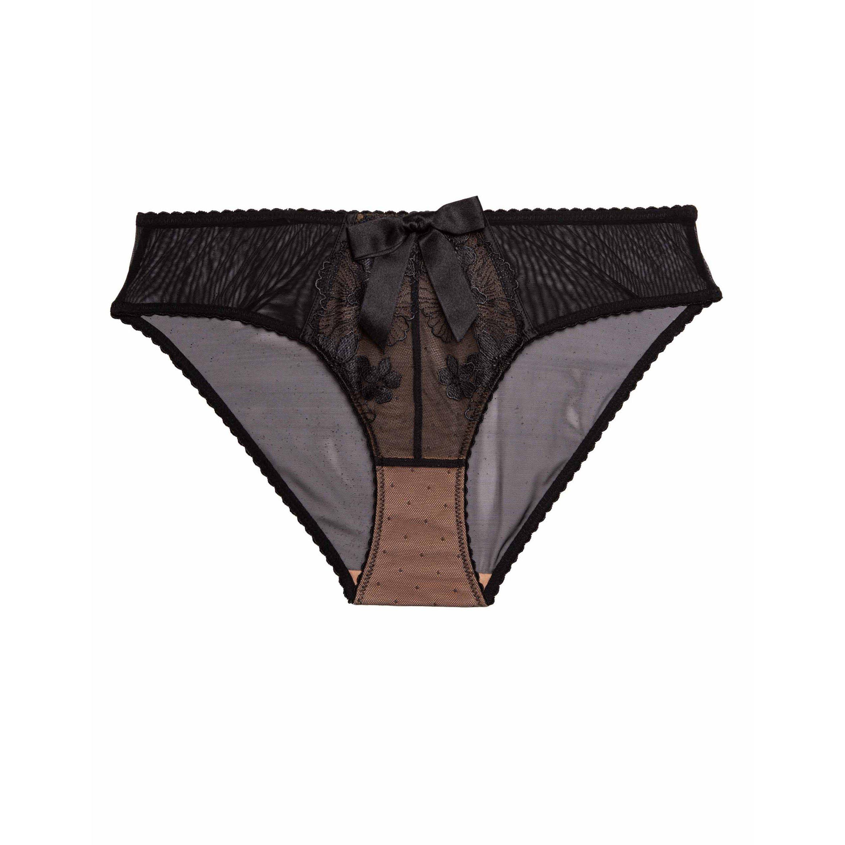 Black - Playful Promises - Lillian Black Floral Embroidery Brief - 3