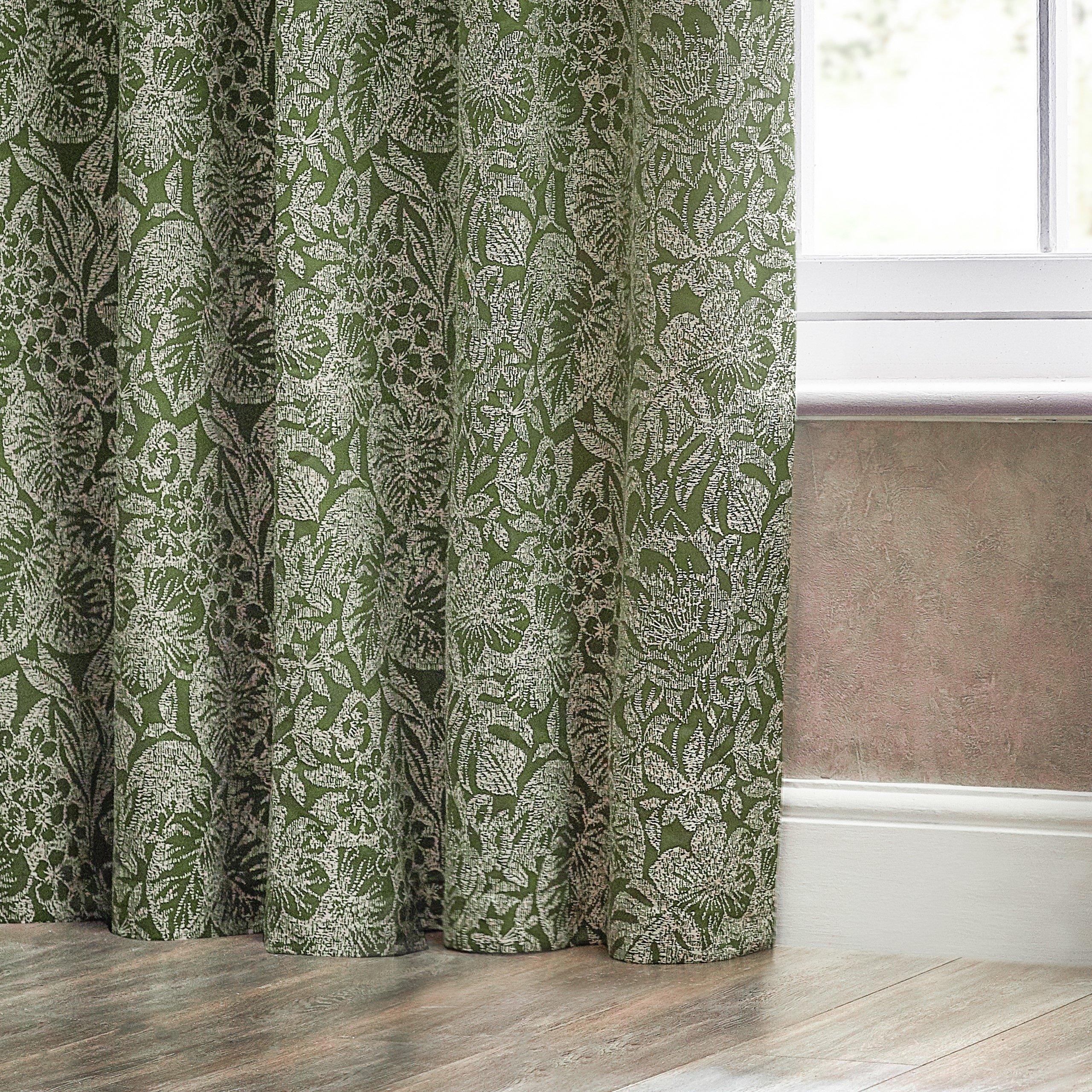 Olive - Wylder - Bali Botanical Jacquard Eyelet Curtains - 3