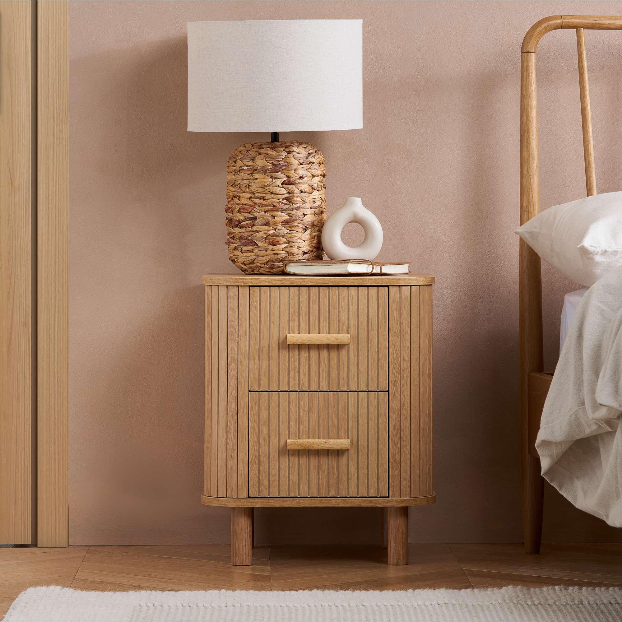 Brown - Birlea - Axel 1 Drawer Fluted Bedside - 2