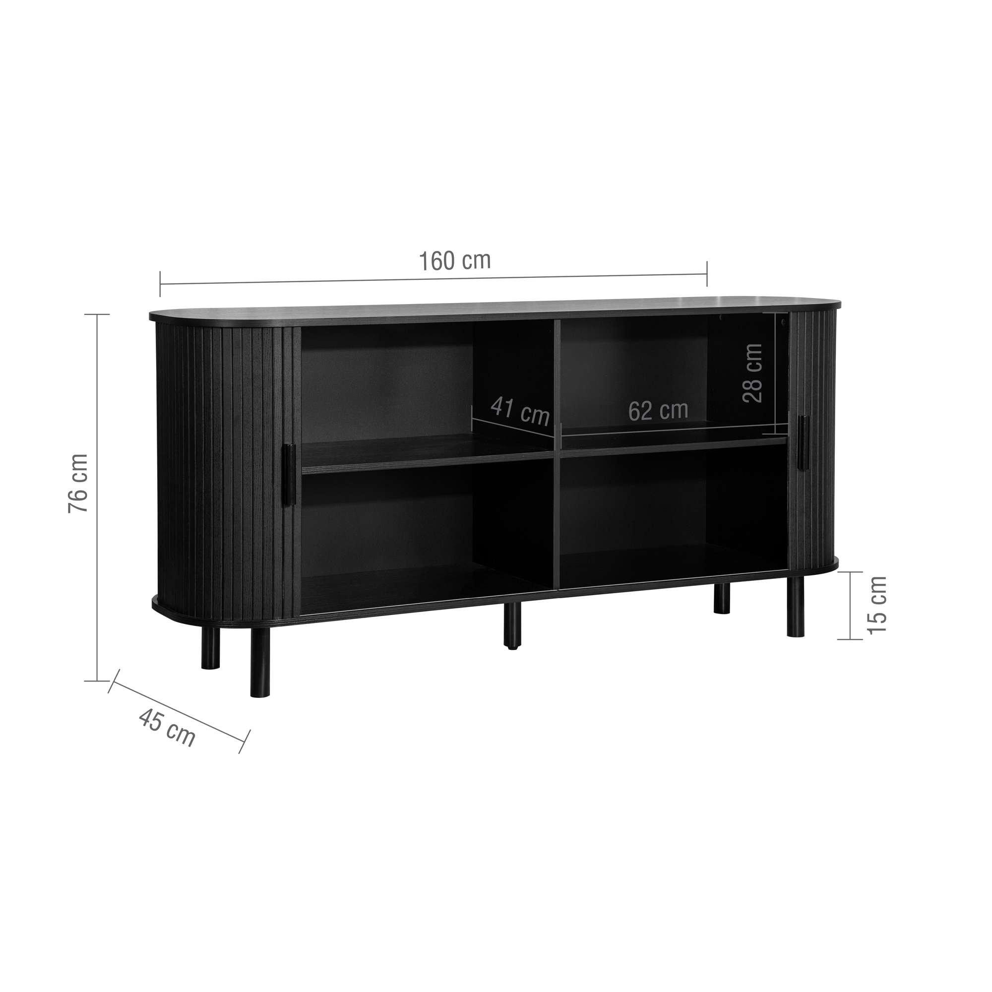Black - Birlea - Axel 2 Door Fluted Sideboard - 11