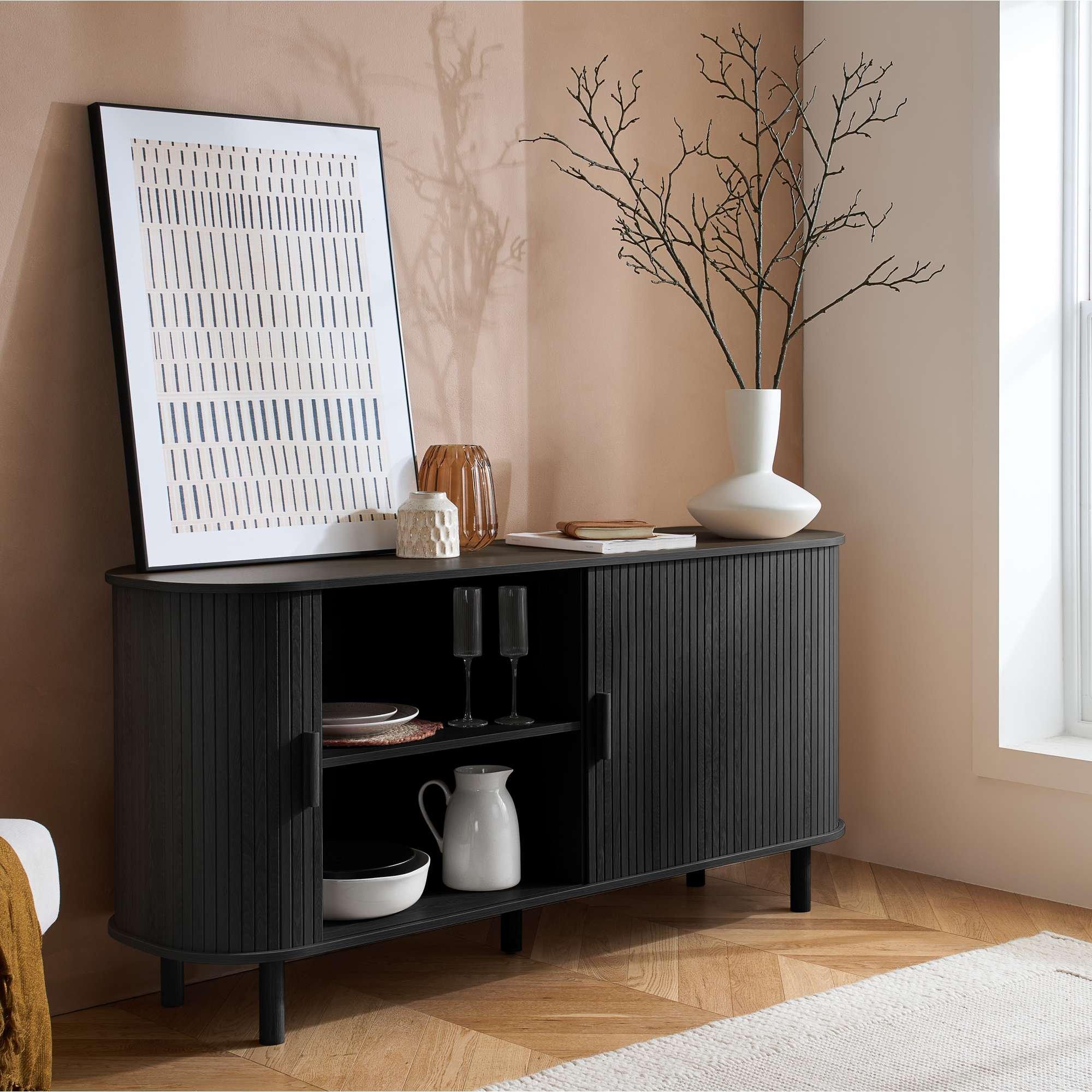 Black - Birlea - Axel 2 Door Fluted Sideboard - 3