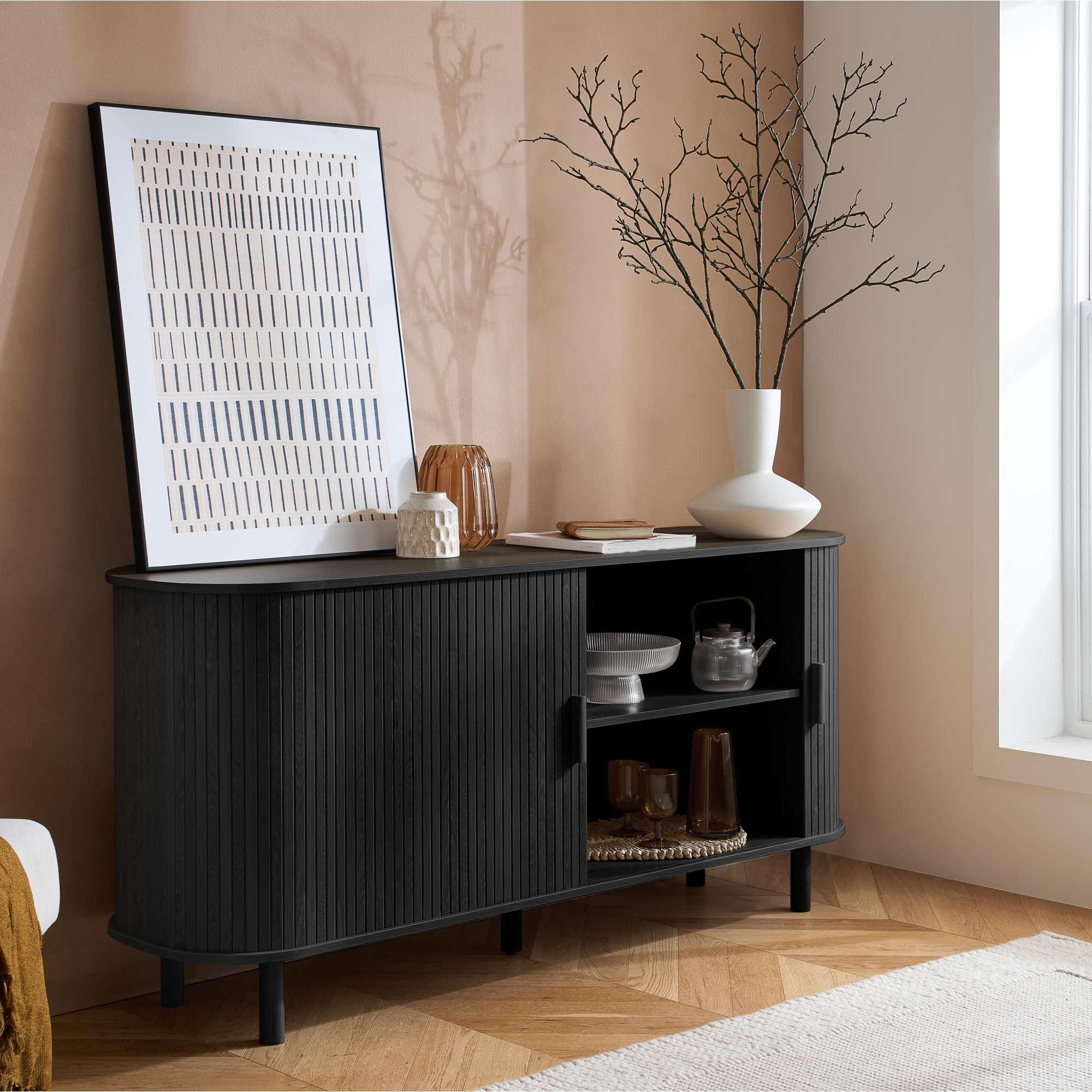 Black - Birlea - Axel 2 Door Fluted Sideboard - 4