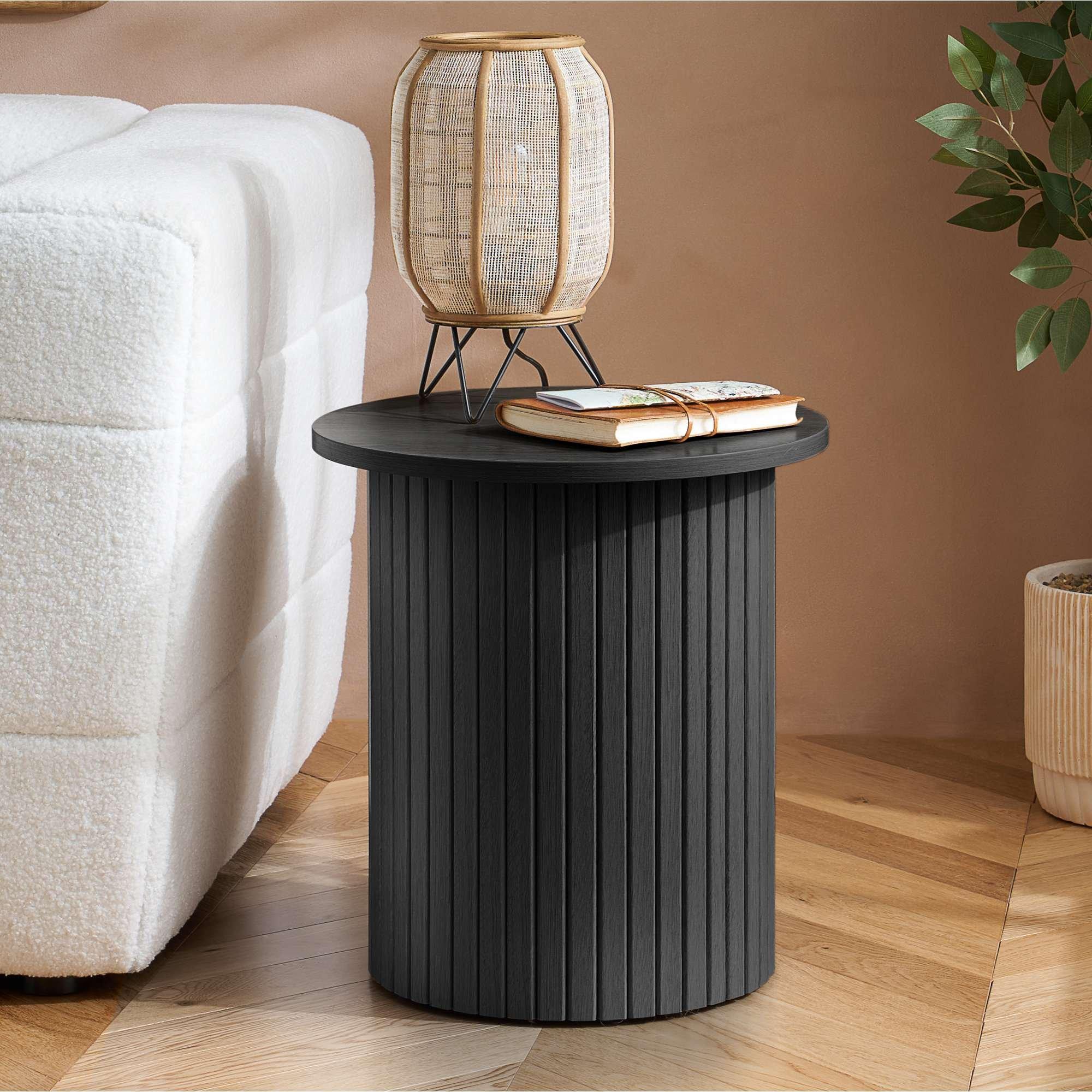 Black - Birlea - Axel Fluted Side Table - 1