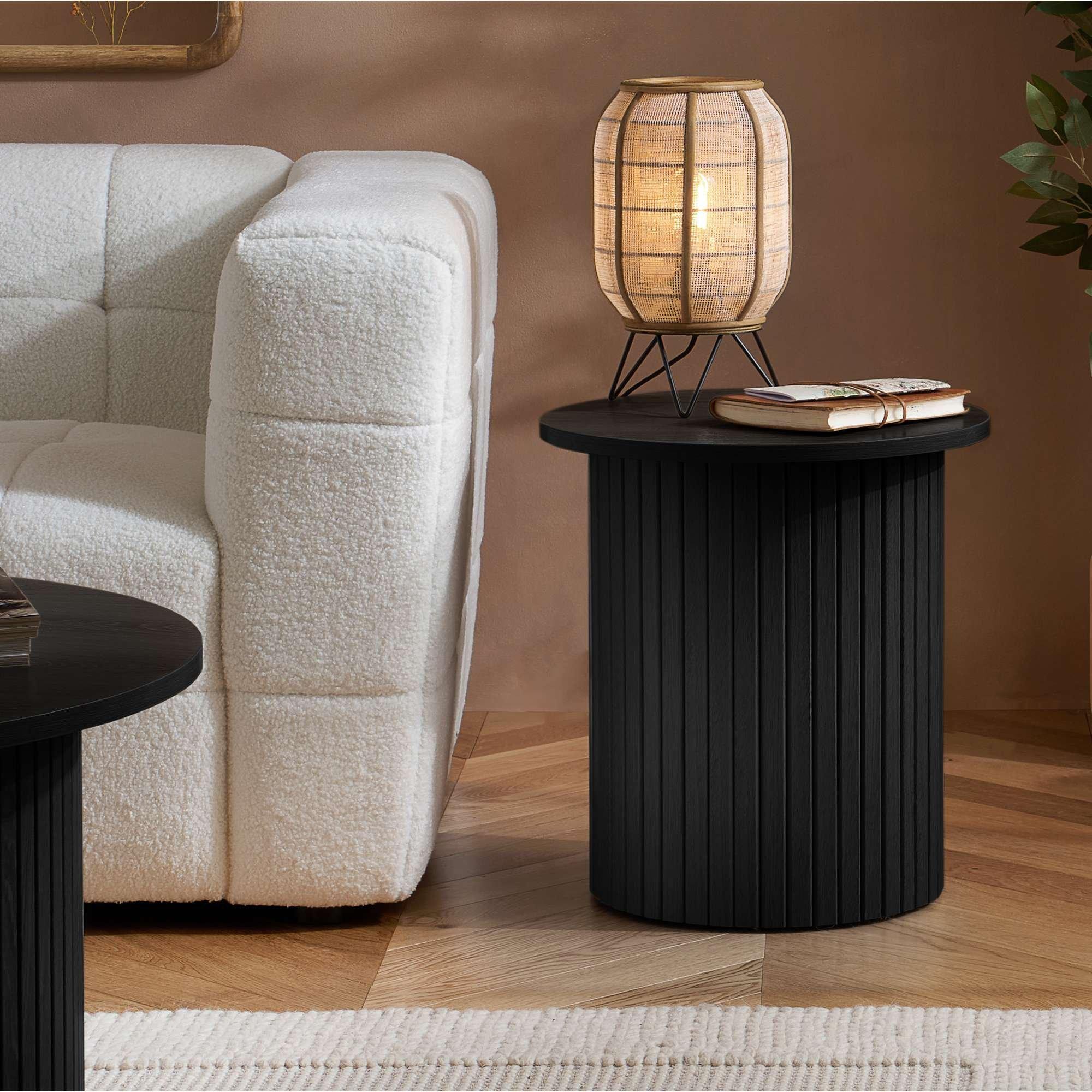 Black - Birlea - Axel Fluted Side Table - 2