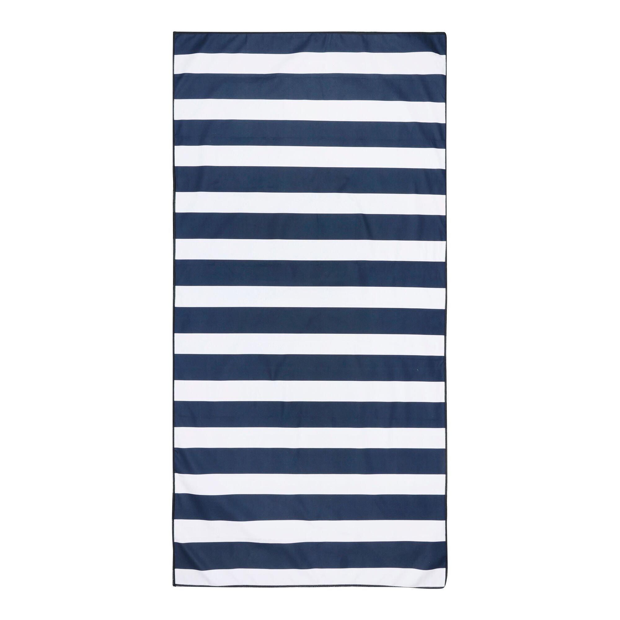 Wht/Nvystrpe - Regatta - Printed Microfibre Lightweight Beach Towel - 2