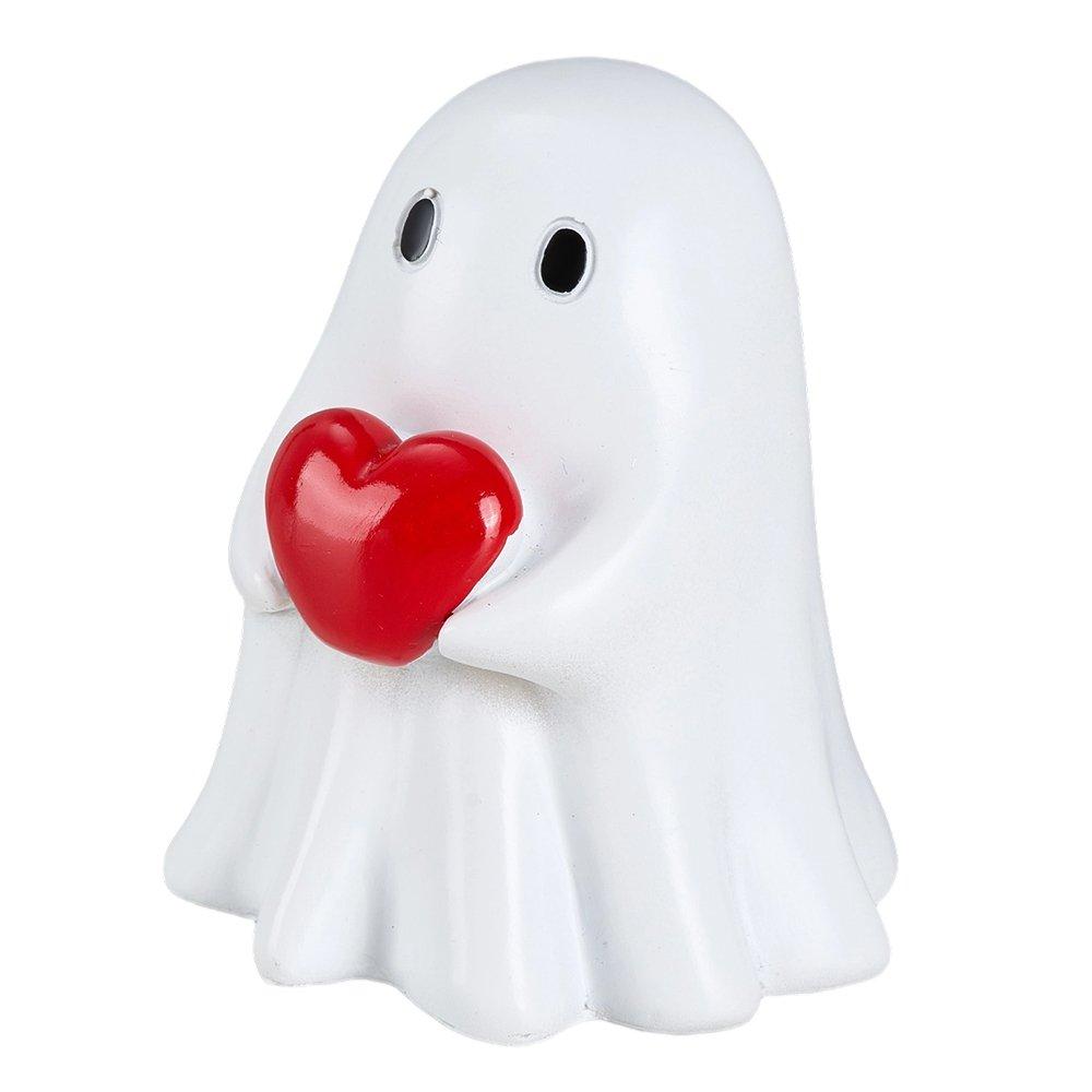 White/Red - LIFE IDEAS - Halloween Ghost Holding Heart Statue Ornament - 4