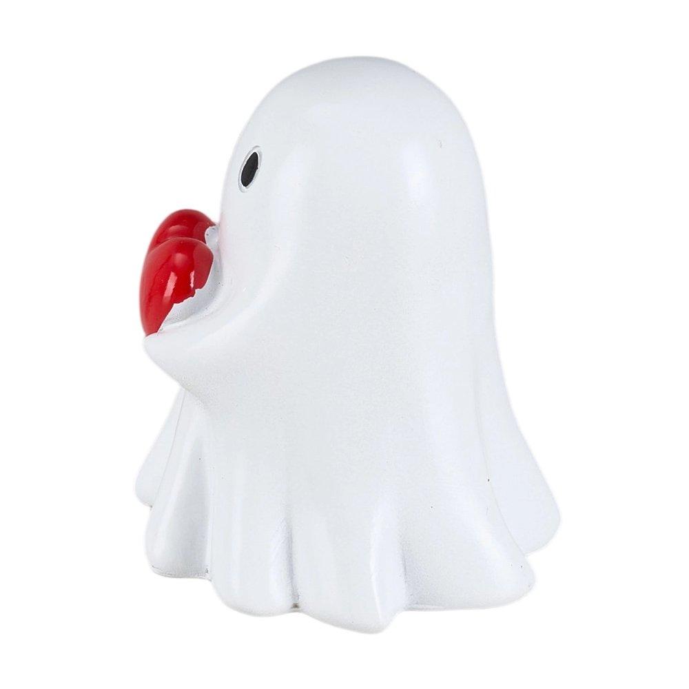 White/Red - LIFE IDEAS - Halloween Ghost Holding Heart Statue Ornament - 5