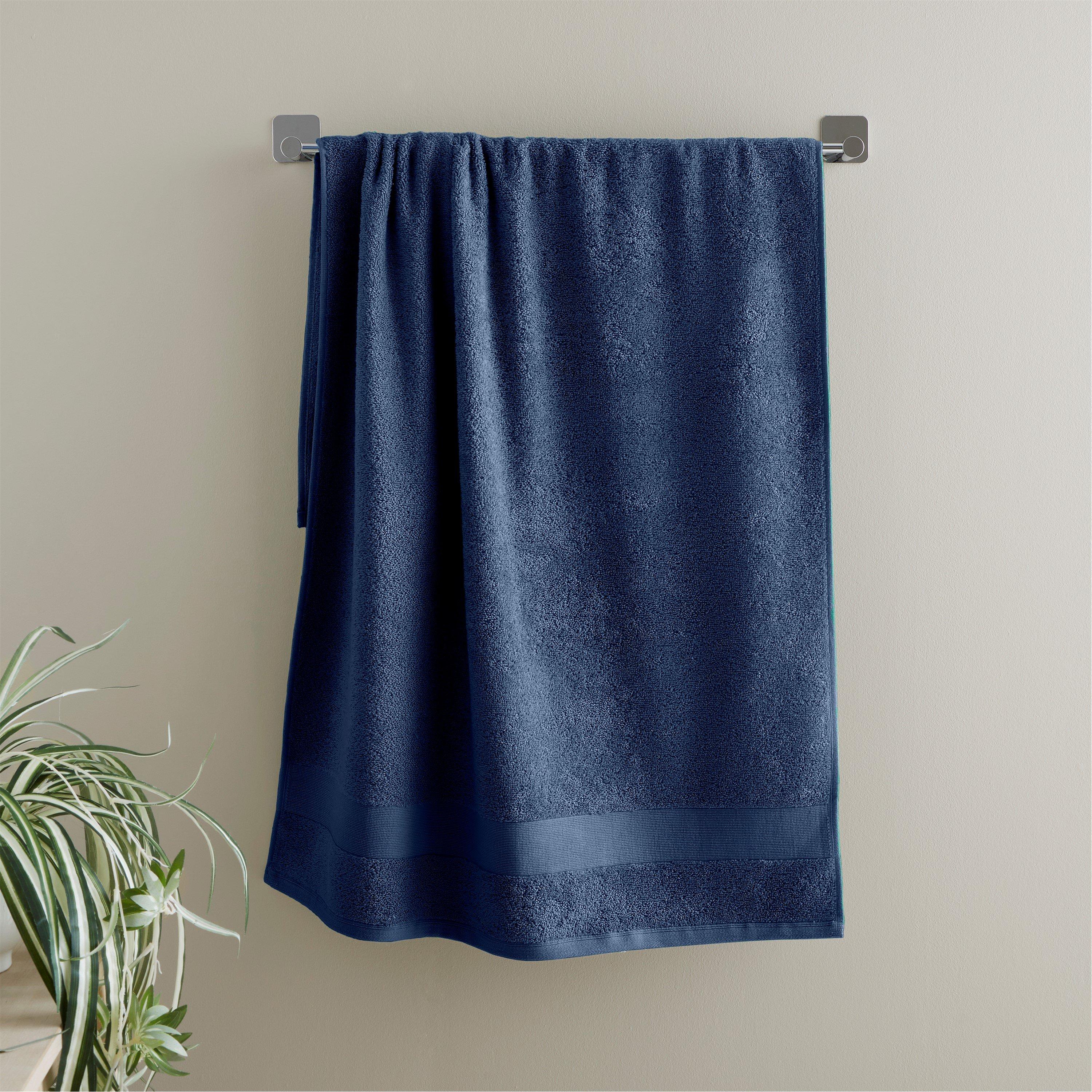 Catherine Lansfield  Anti-Bacterial Cotton Towel - Navy Blue - Bath Sheet