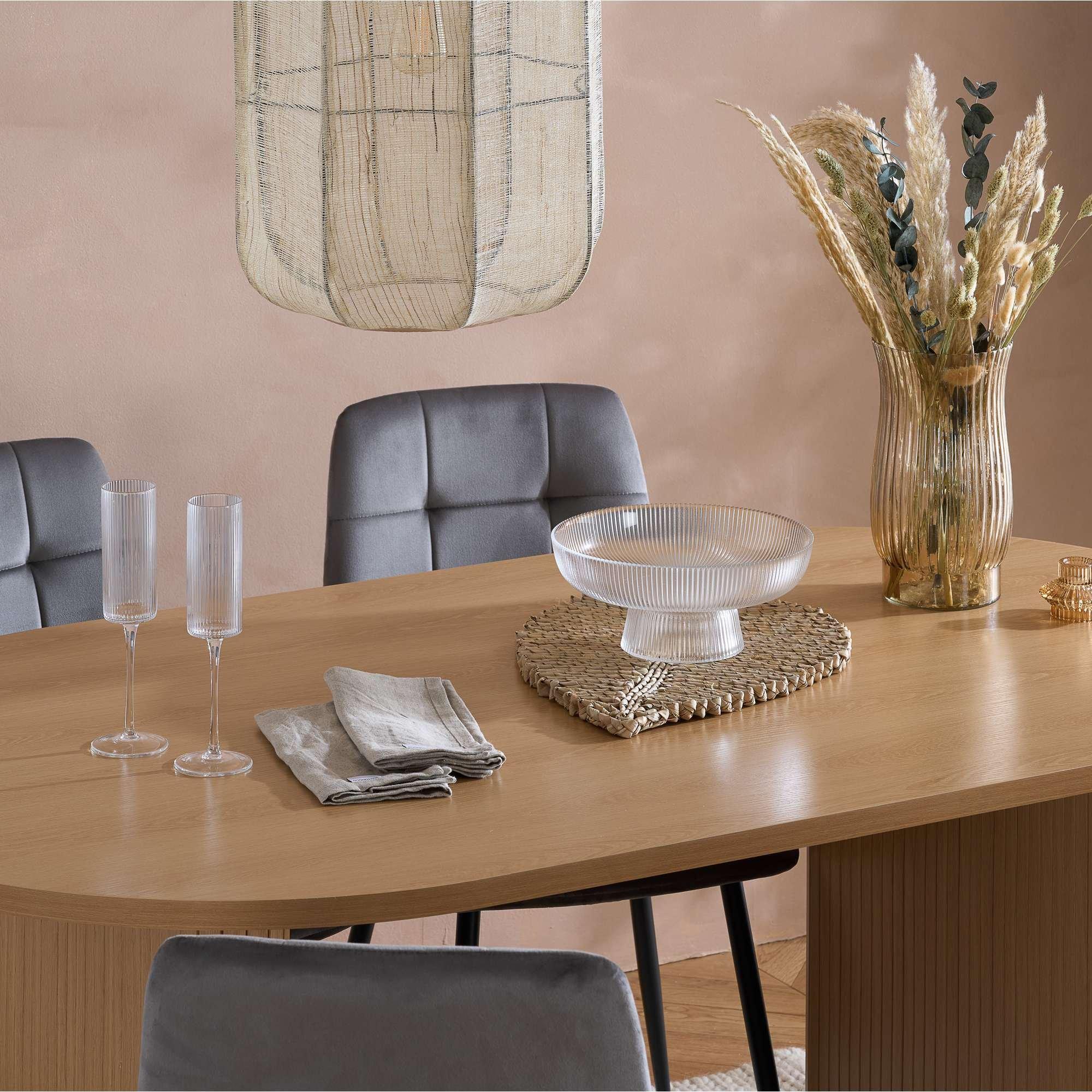 Brown - Birlea - Axel Oval Fluted Dining Table With 4 Chairs - 2