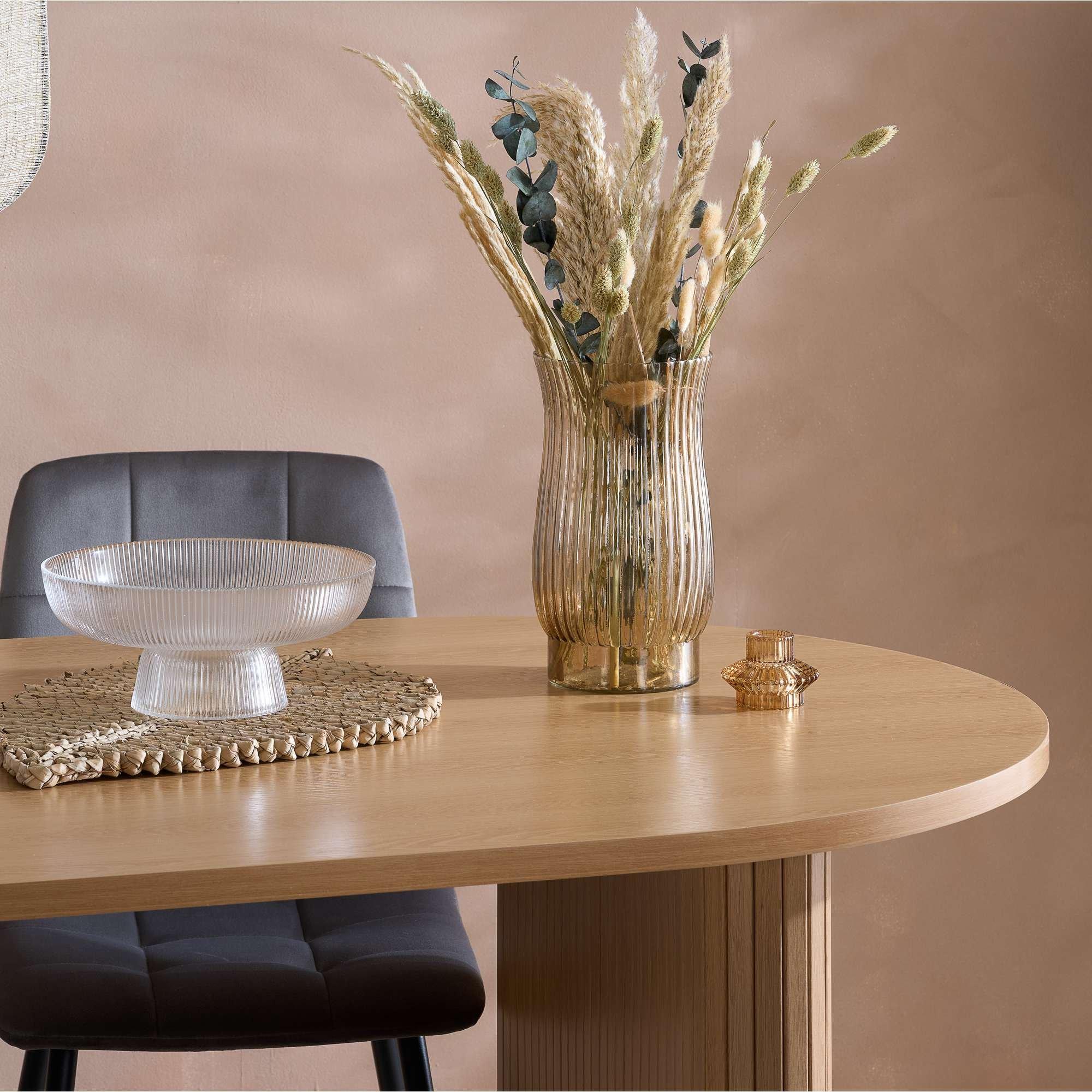 Brown - Birlea - Axel Oval Fluted Dining Table With 4 Chairs - 3