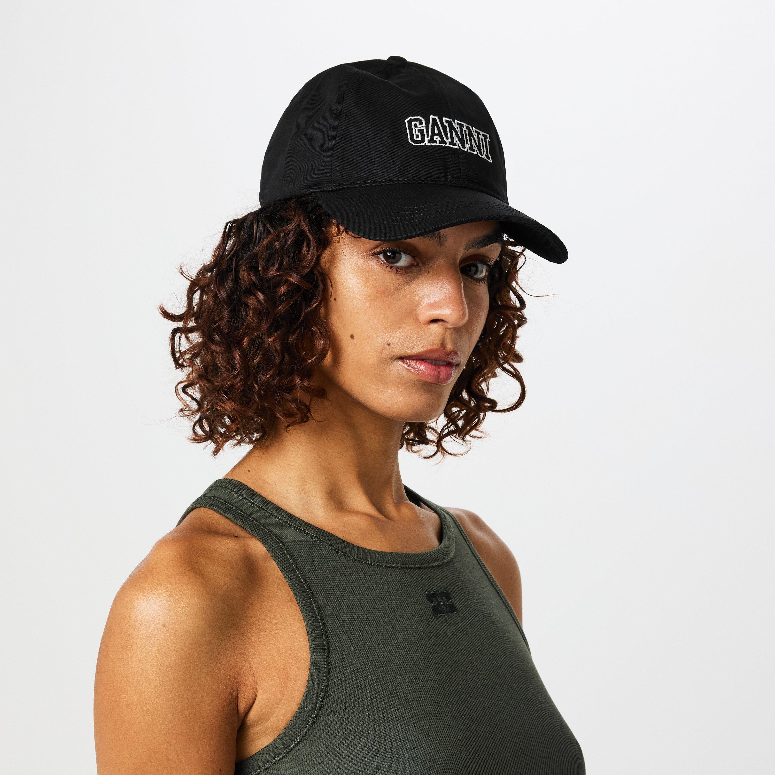 Phantom Black - Ganni - Women's Cotton Baseball Cap - 2