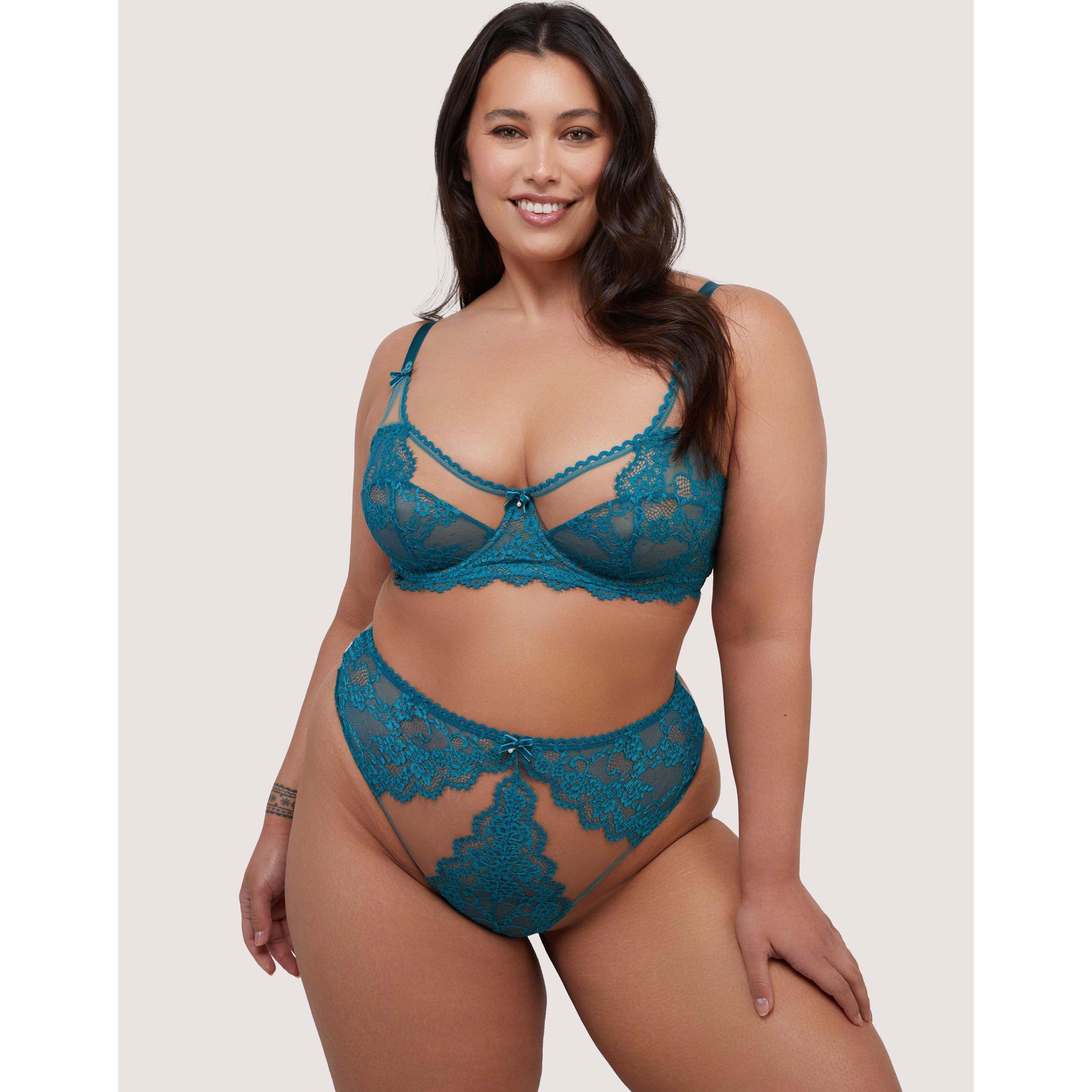 Teal - Playful Promises - Phoebe Teal Eyelash Lace High Waist Thong - 6