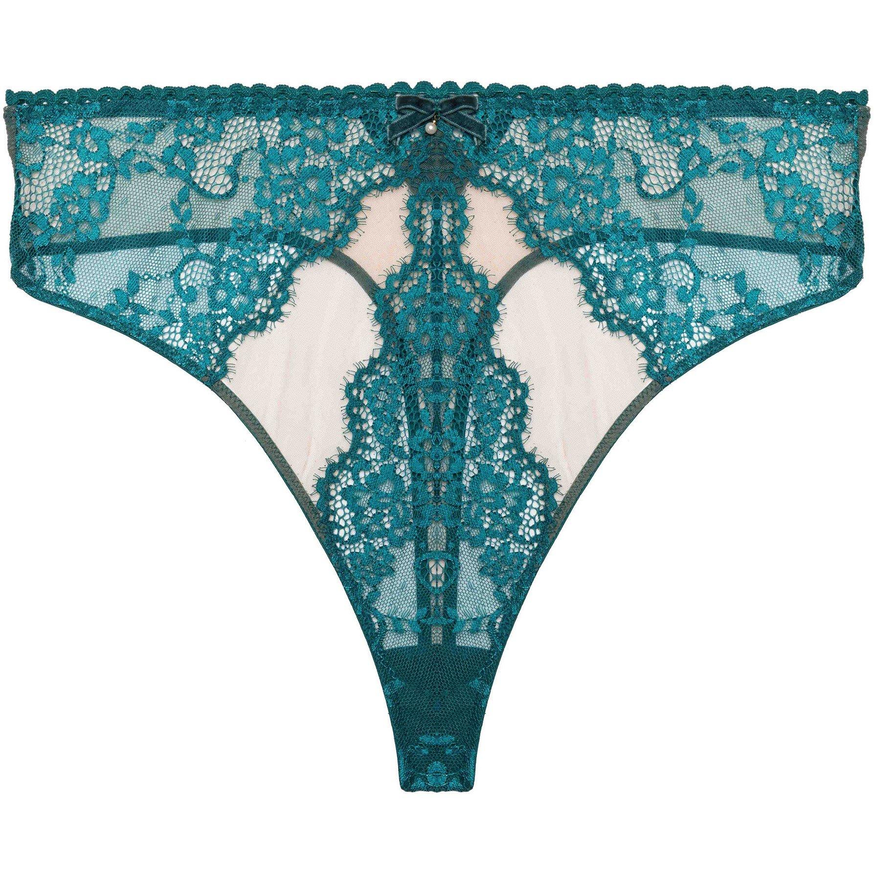 Teal - Playful Promises - Phoebe Teal Eyelash Lace High Waist Thong - 7