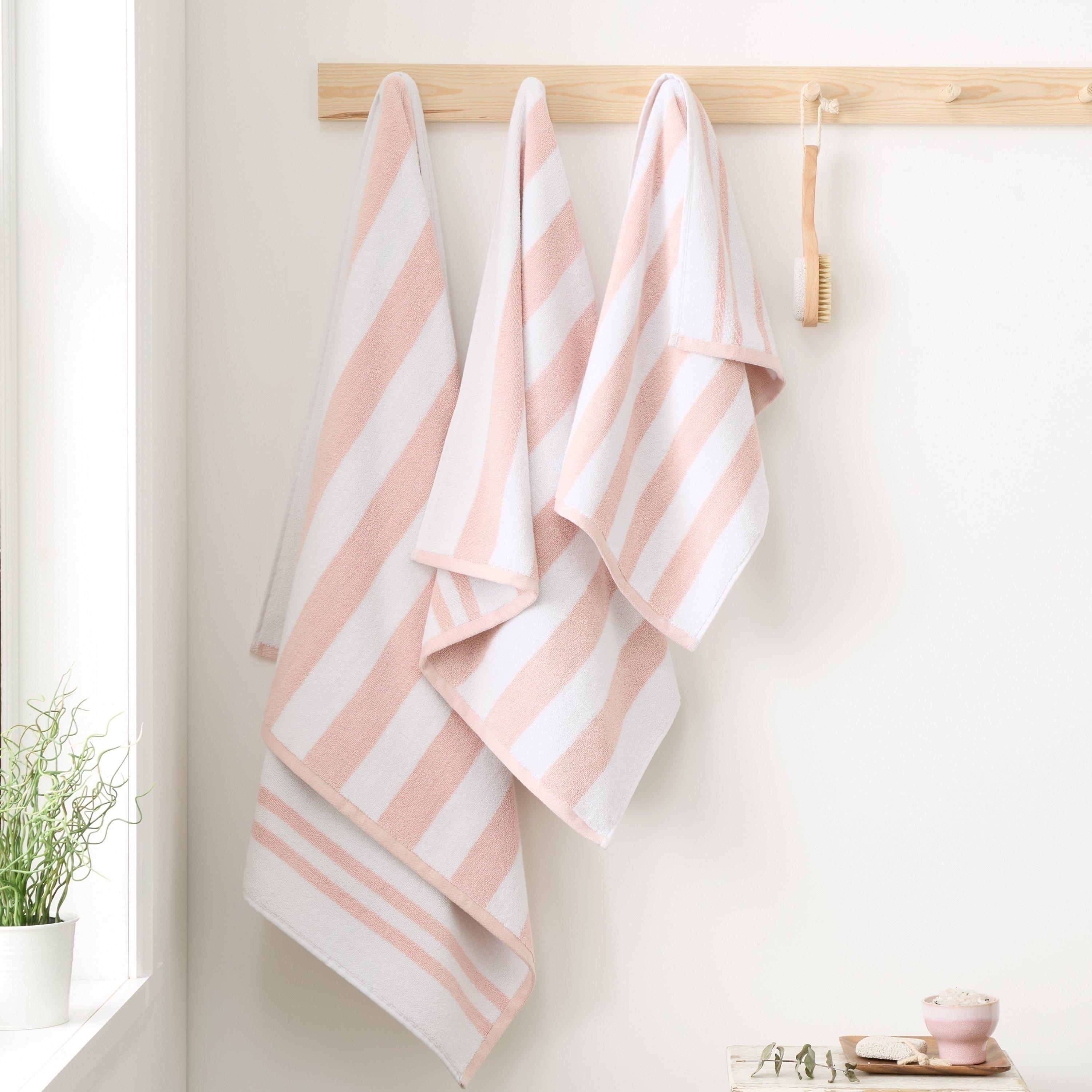 Blush Pink - Bianca - Reversible Stripe Cotton Towel - 3