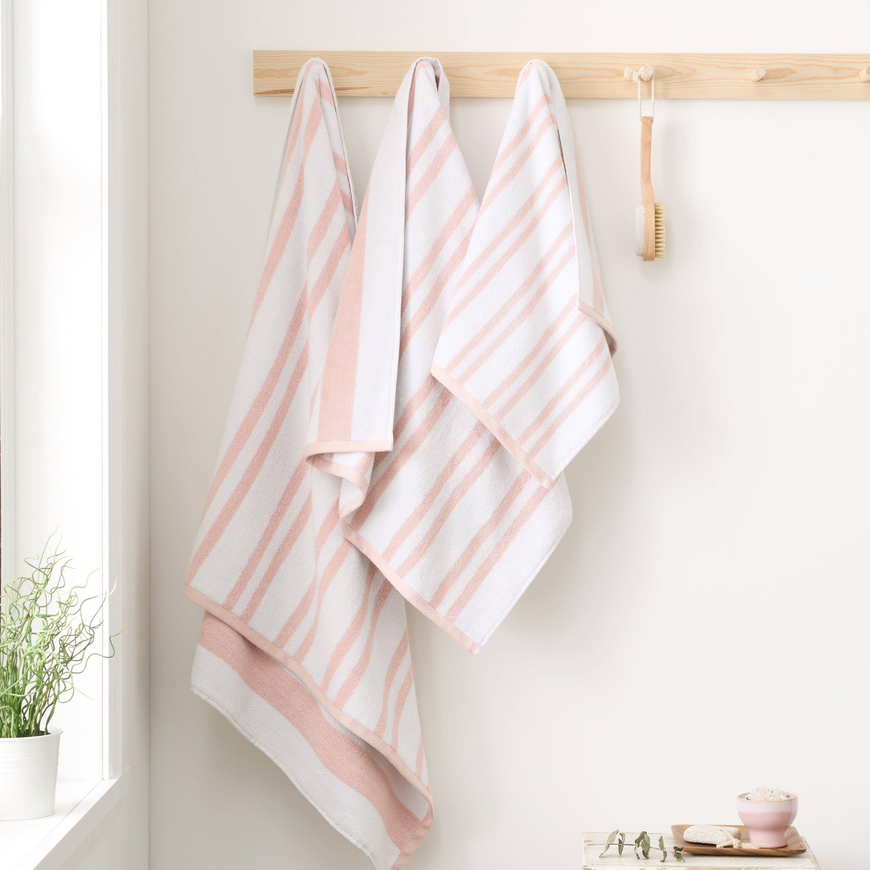 Blush Pink - Bianca - Reversible Stripe Cotton Towel - 4