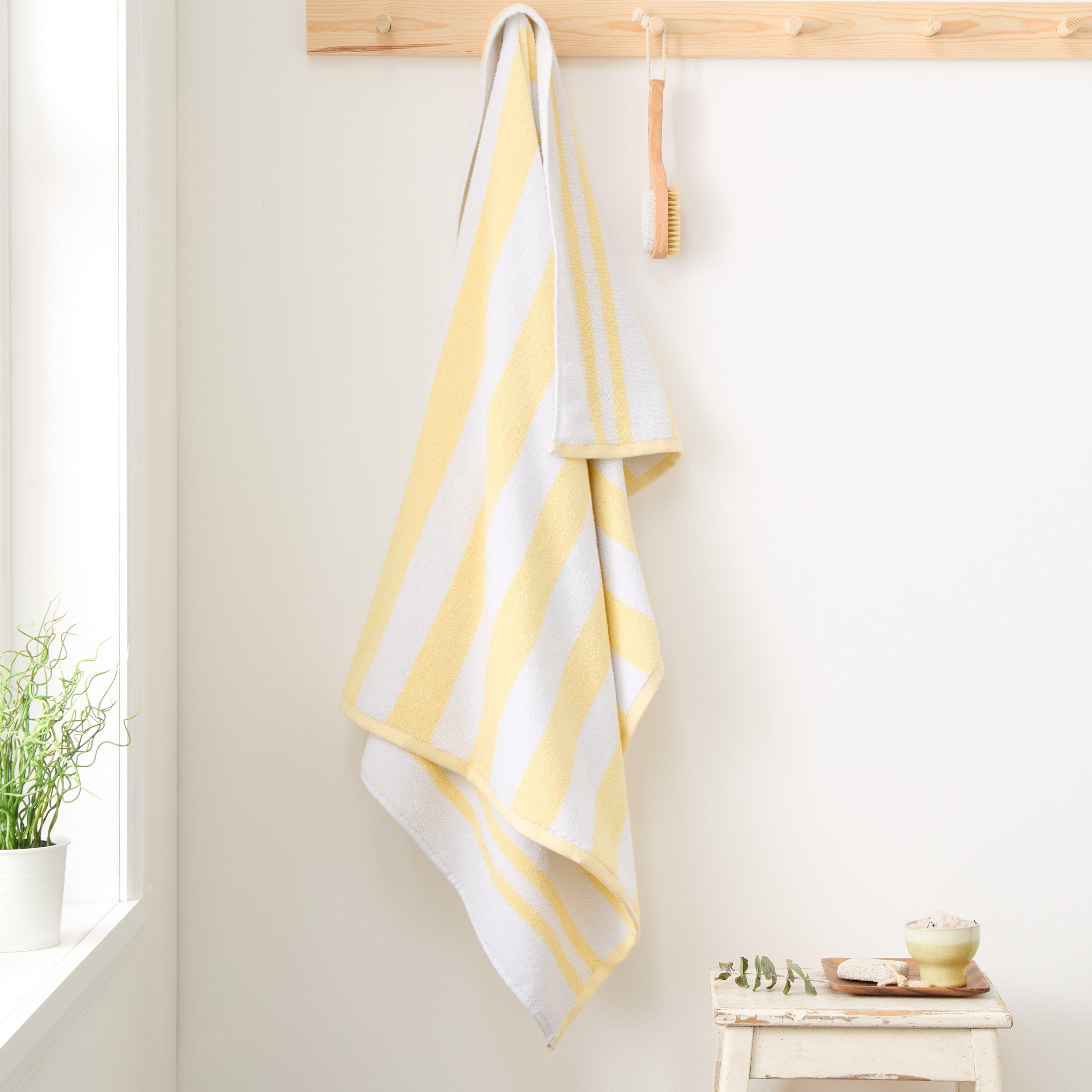 Bianca  Reversible Stripe Cotton Towel - Yellow - Bath Sheet