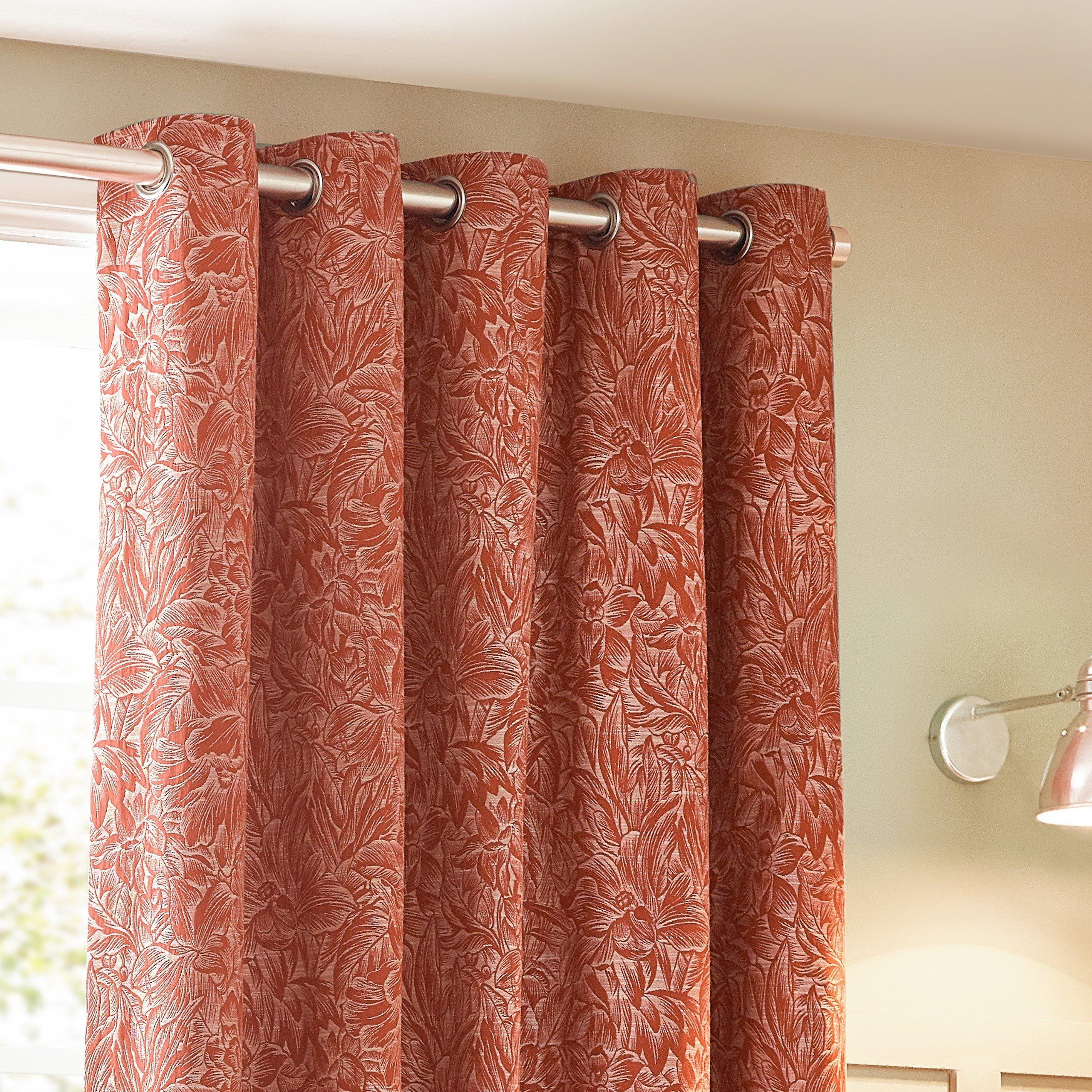 Wylder  Grantley Jacquard Eyelet Curtains - Brick - 168 x 137c