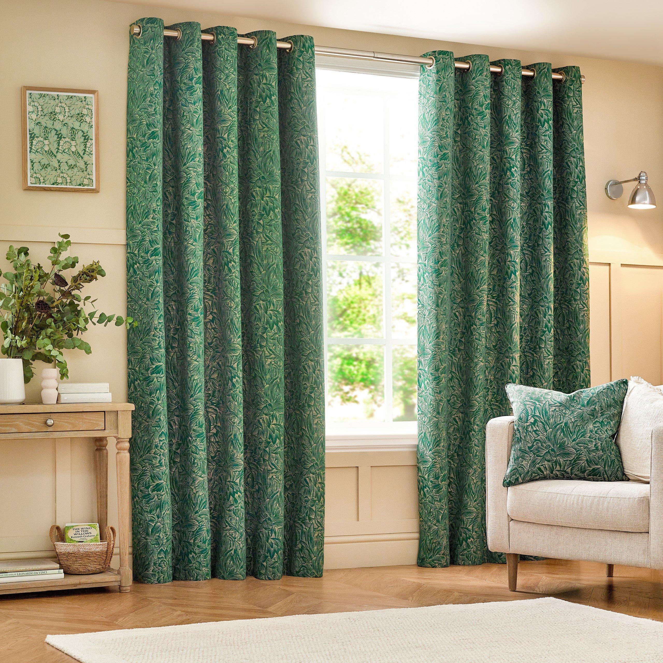 Wylder  Grantley Jacquard Eyelet Curtains - Emerald - 168 x 137c