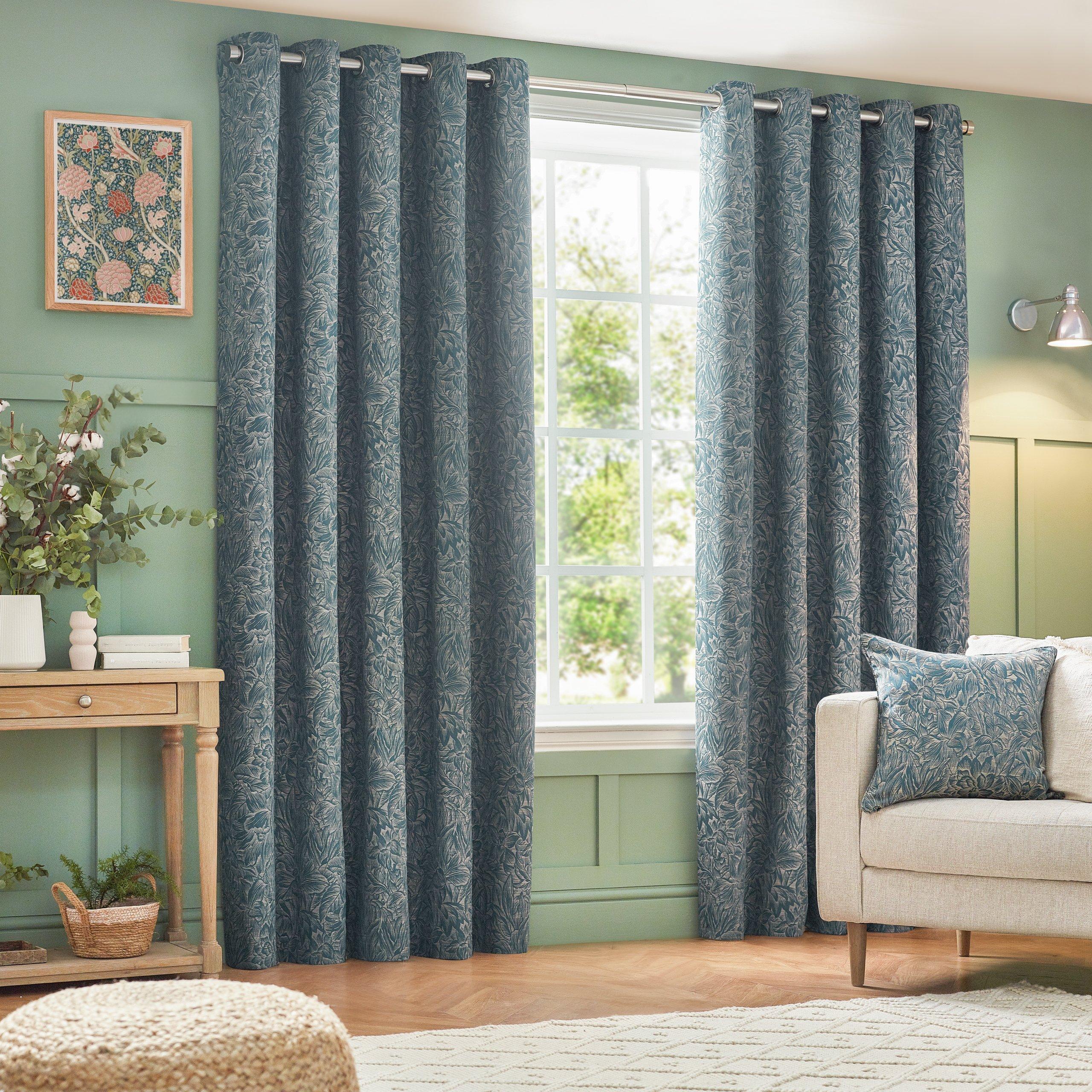 Wylder  Grantley Jacquard Eyelet Curtains - Wedgewood - 168 x 137c
