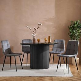 Birlea Axel Round Fluted Dining Table with 4 Chairs