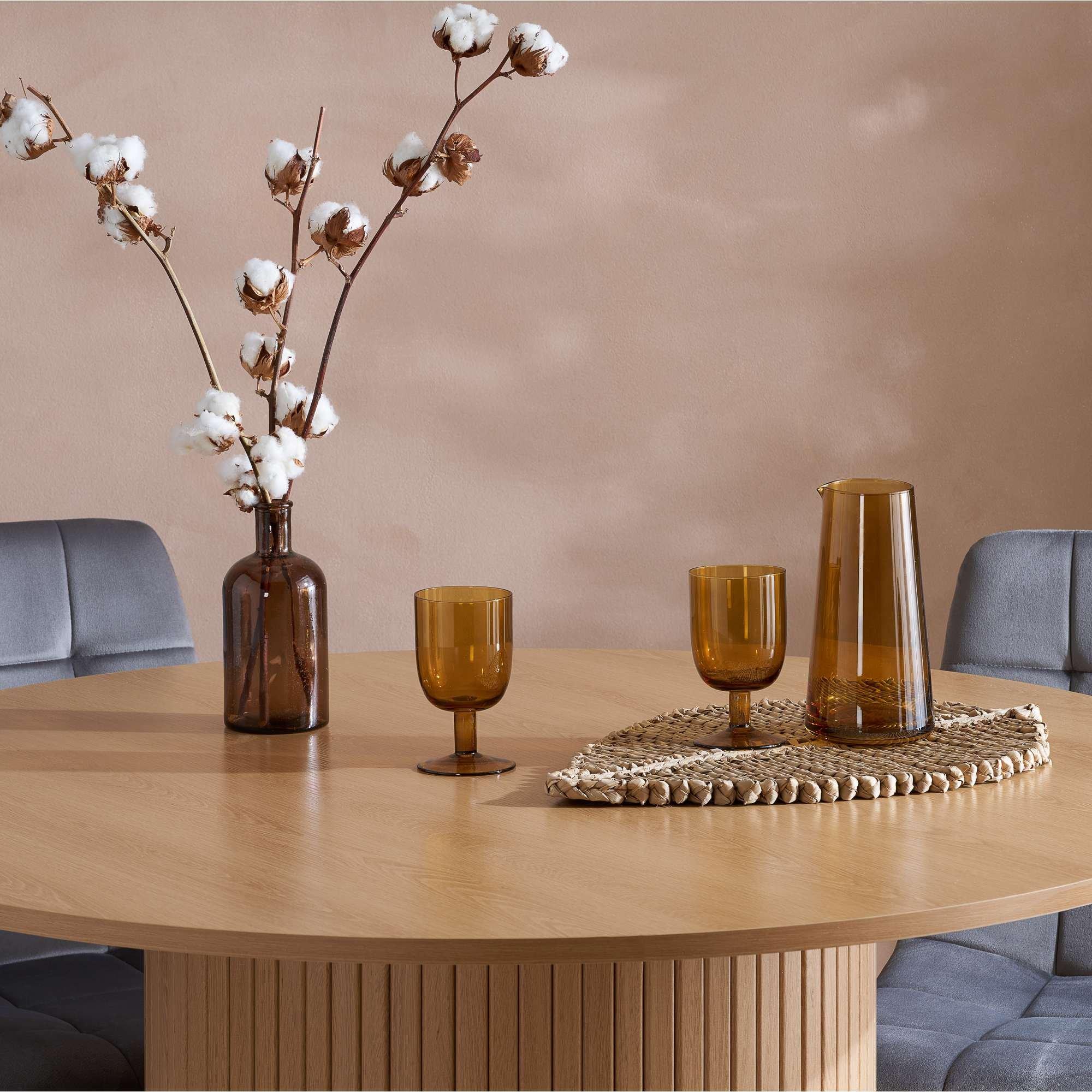 Brown - Birlea - Axel Round Fluted Dining Table with 4 Chairs - 2