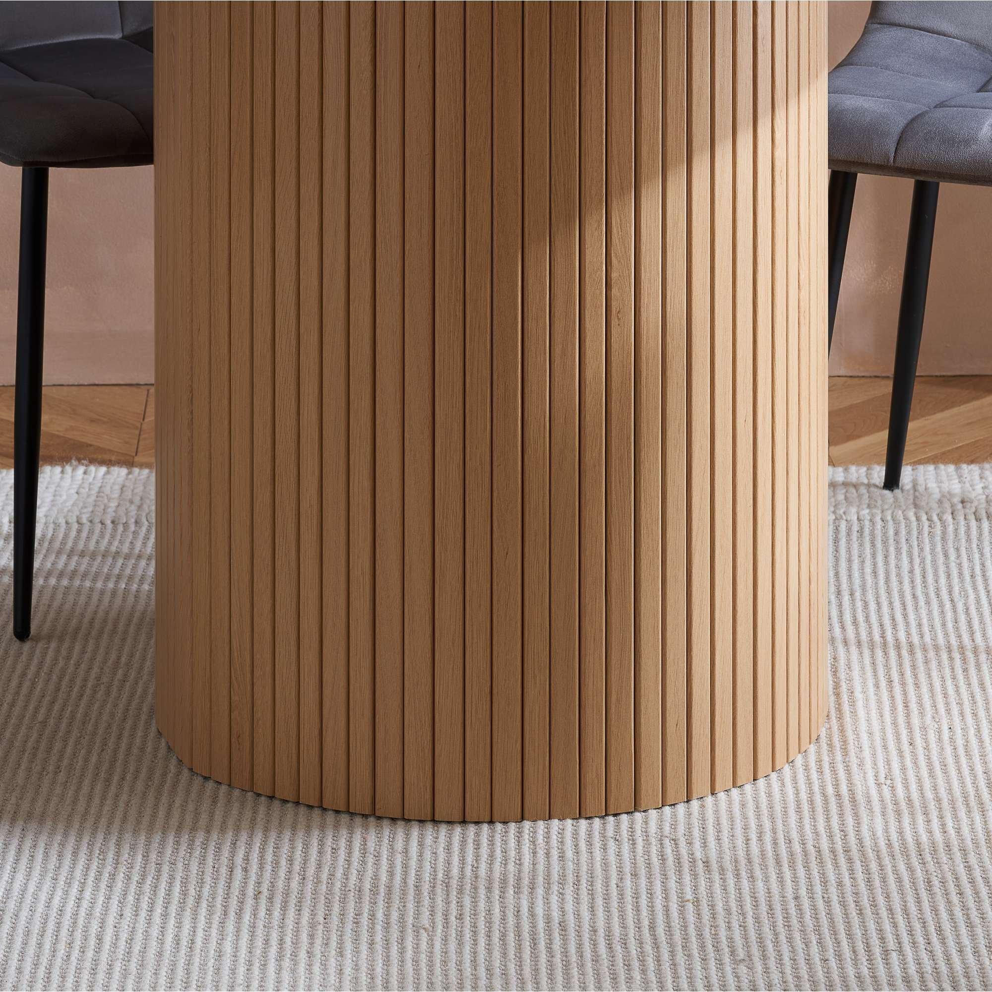 Brown - Birlea - Axel Round Fluted Dining Table with 4 Chairs - 4