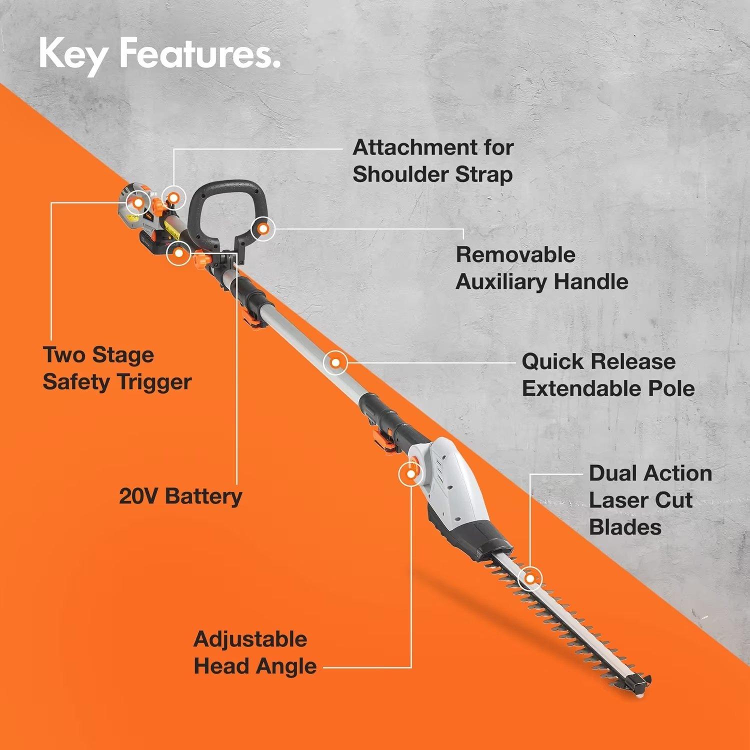 Grey - VonHaus - VonHaus - G-series Cordless Pole Trimmer - 7