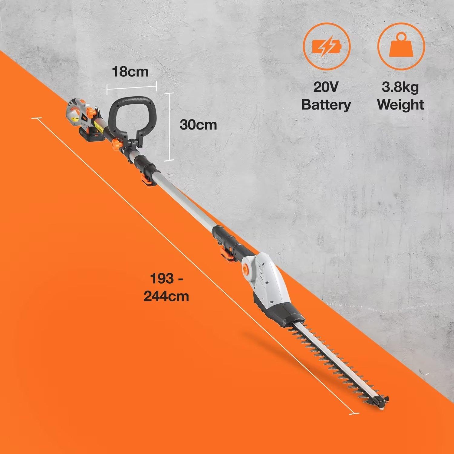 Grey - VonHaus - VonHaus - G-series Cordless Pole Trimmer - 8