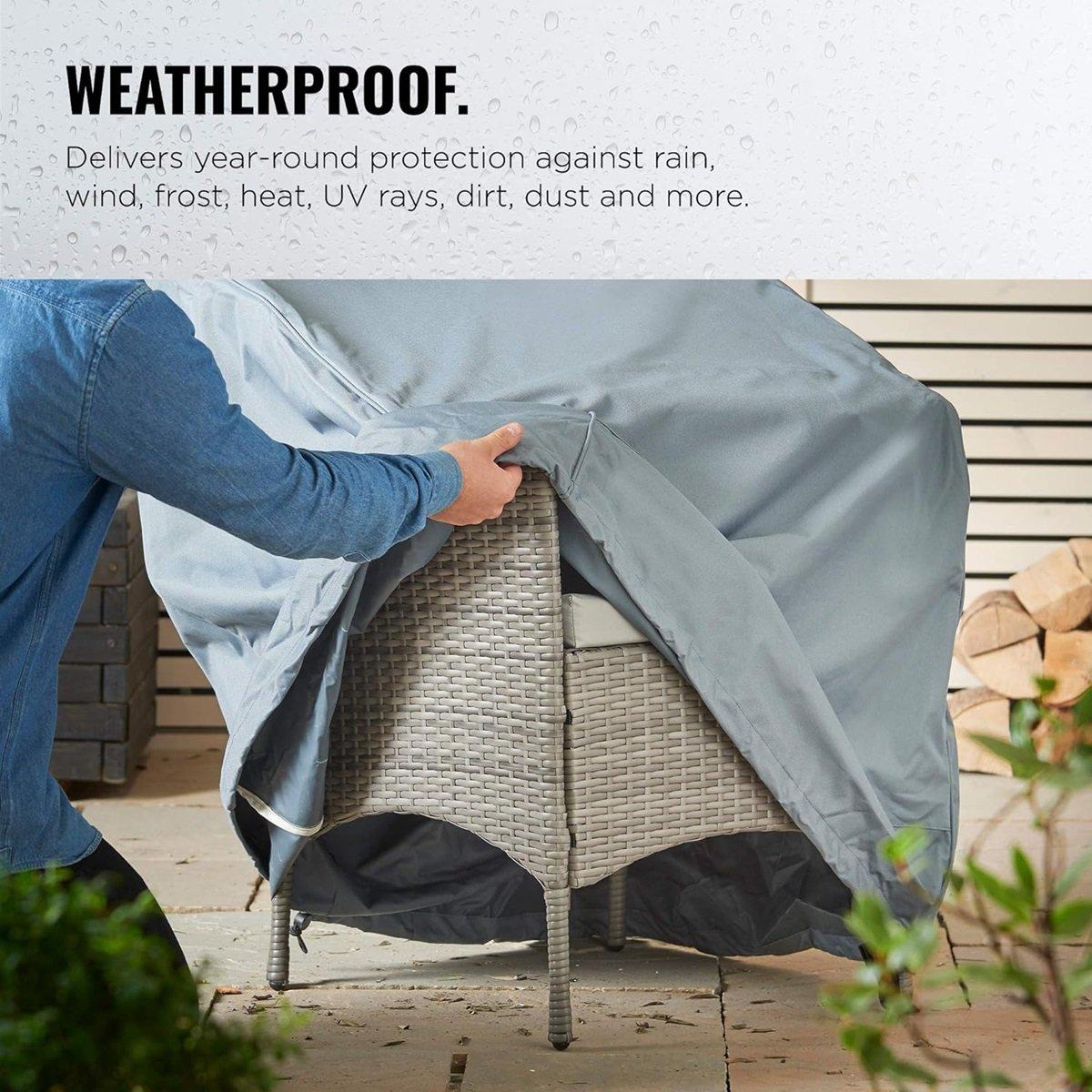 Grey - VonHaus - Single Garden Seat Cover - 2